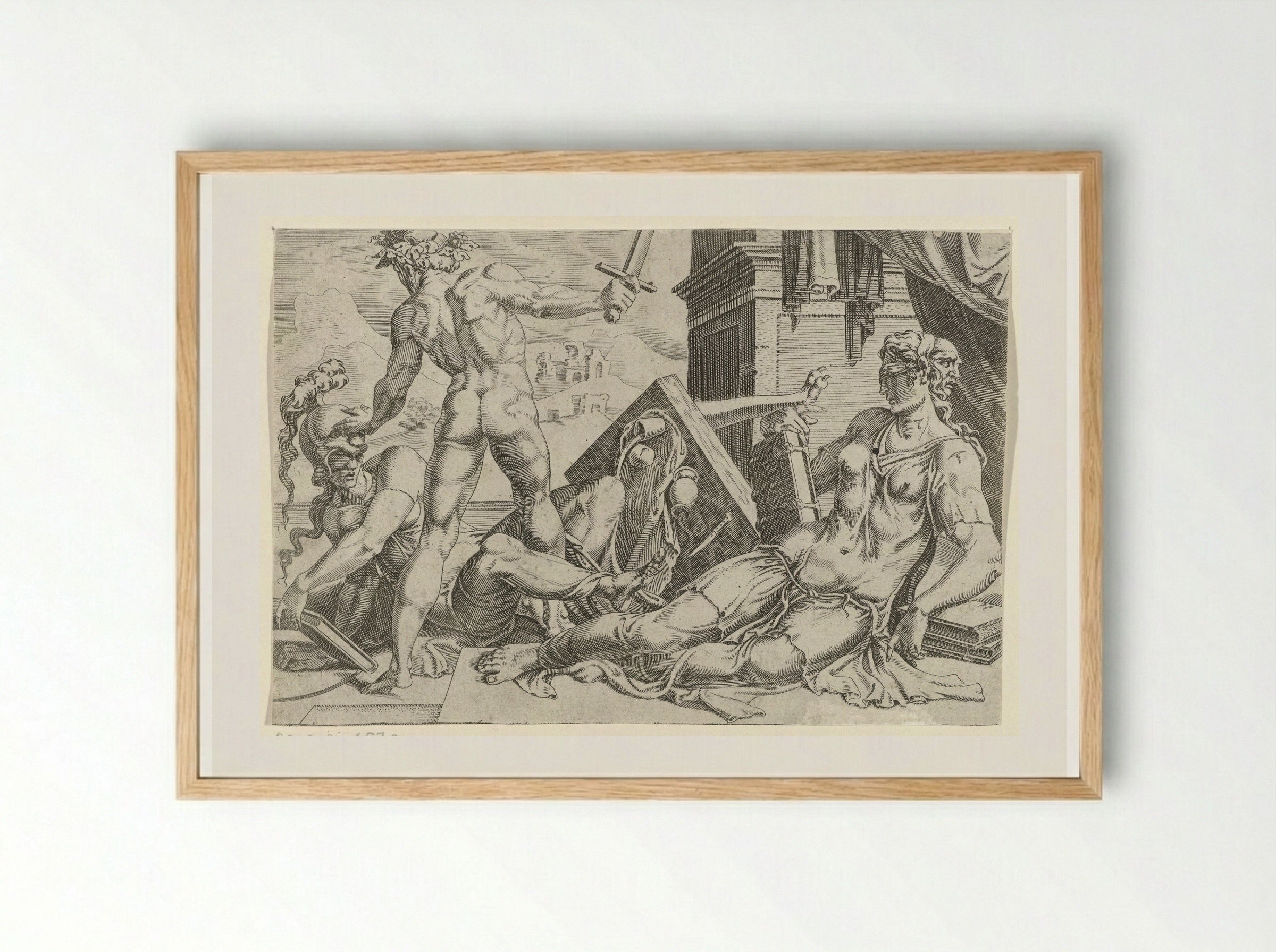 Wijn verstoort de zintuigen en veroorzaakt geheugenverlies - Dirck Volckertsz. Coornhert - Framed Print Wood
