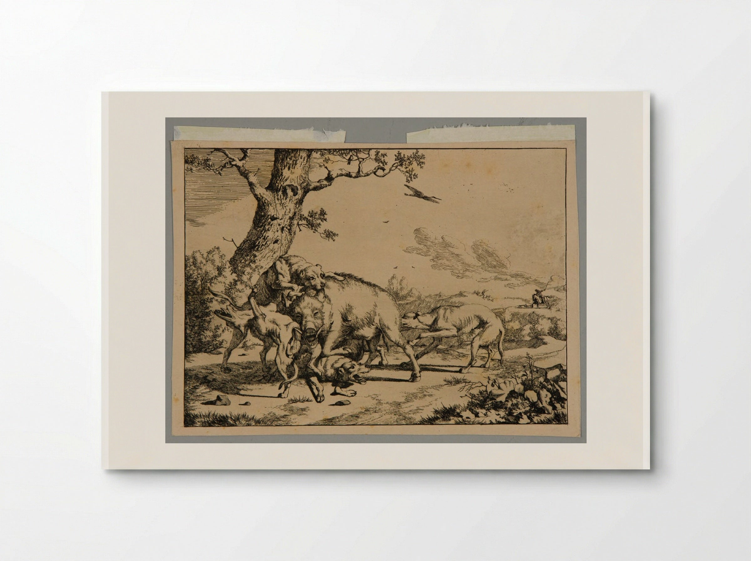 Wild Boar and Dogs - Marcus de Bye - Poster