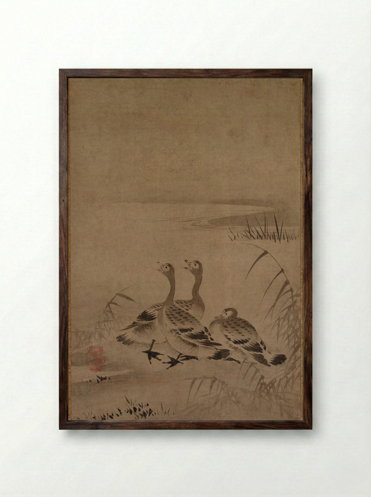Wild Geese - Chōkichi - Framed Print Dark Wood