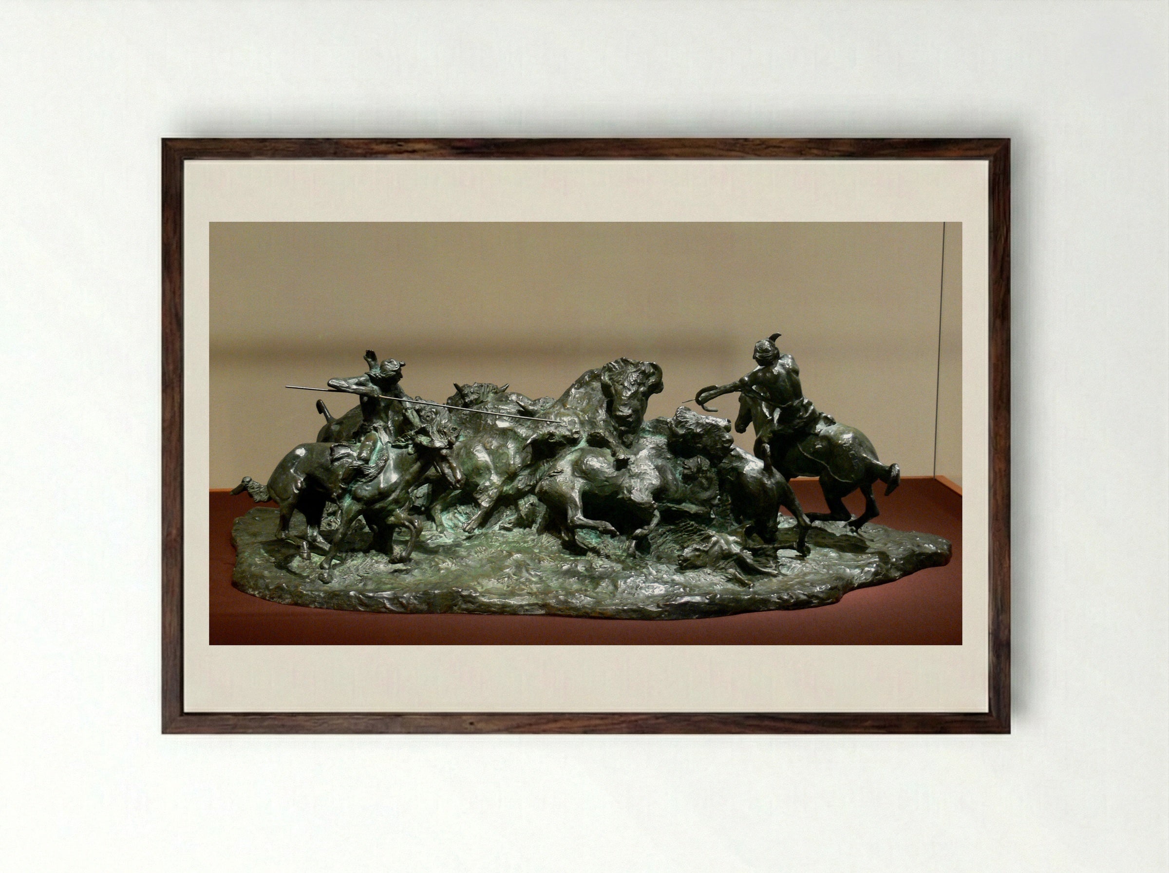 Wild Meat for Wild Men - Charles M. Russell - Framed Print Dark Wood