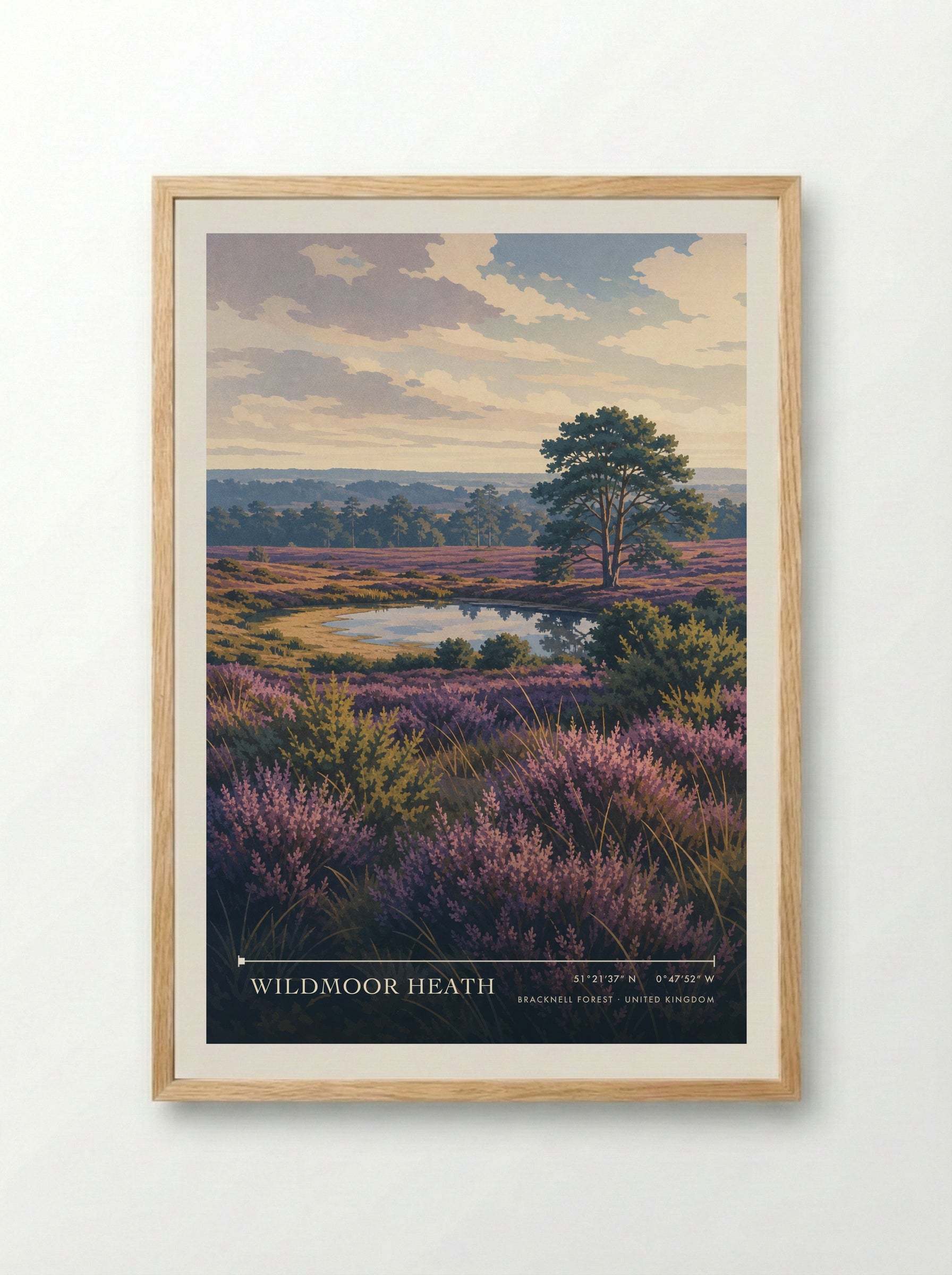 Wildmoor Heath Bracknell Forest United Kingdom Travel Poster - Framed Print Wood