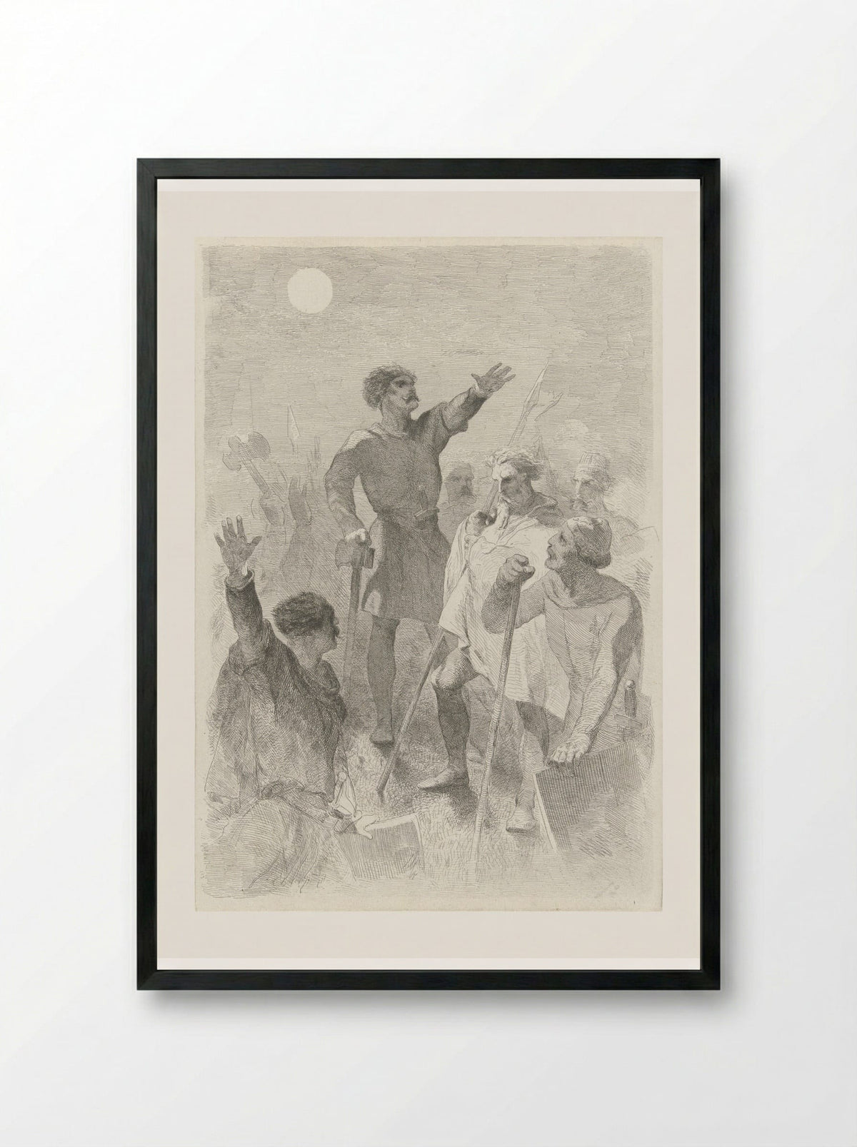 Wilfried omringd door zijn krijgers - Charles Rochussen - Framed Print Black