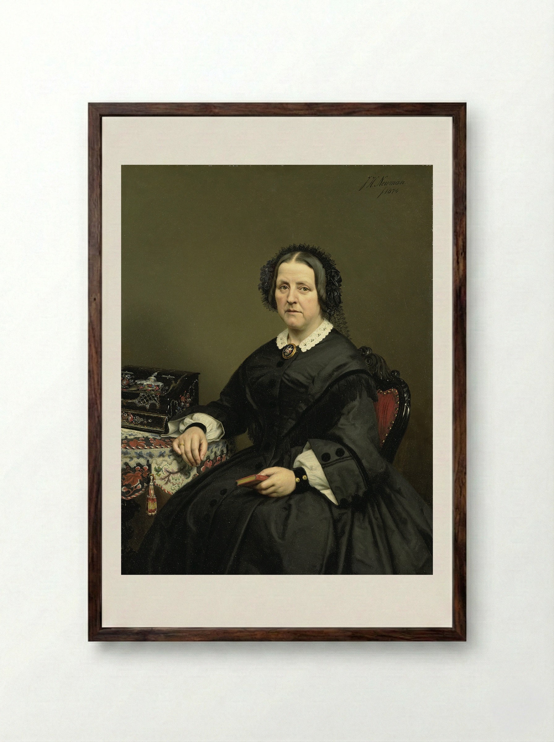 Wilhelmina Margaretha van den Bosch - Johan Heinrich Neuman - Framed Print Dark Wood