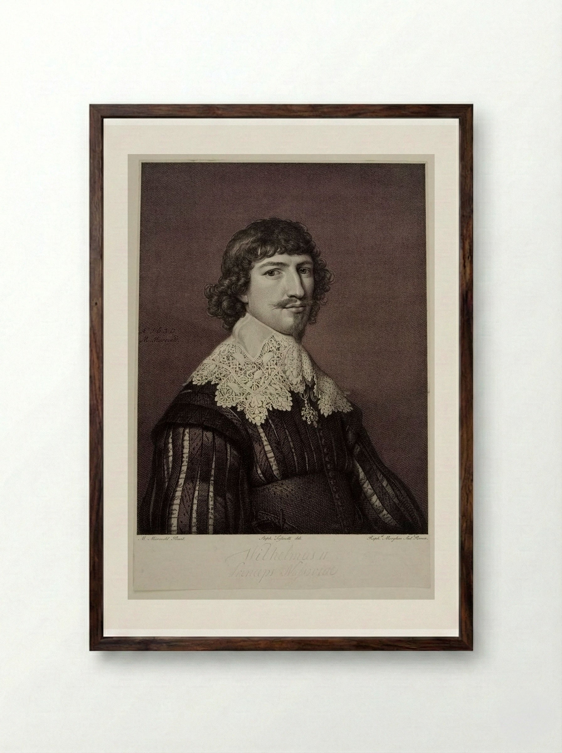 Wilhelmus II. Princeps Nassoviae - Raphael Morghen - Framed Print Dark Wood
