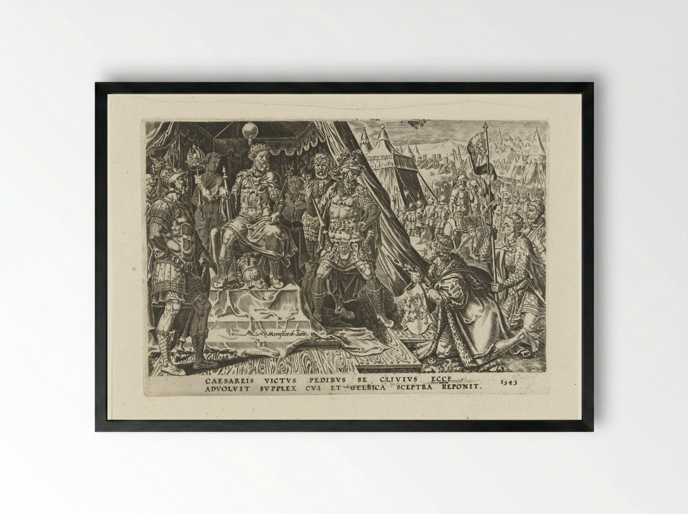 Willem II van Gelre onderwerpt zich aan het gezag van keizer Karel V - Dirck Volckertsz. Coornhert - Framed Print Black