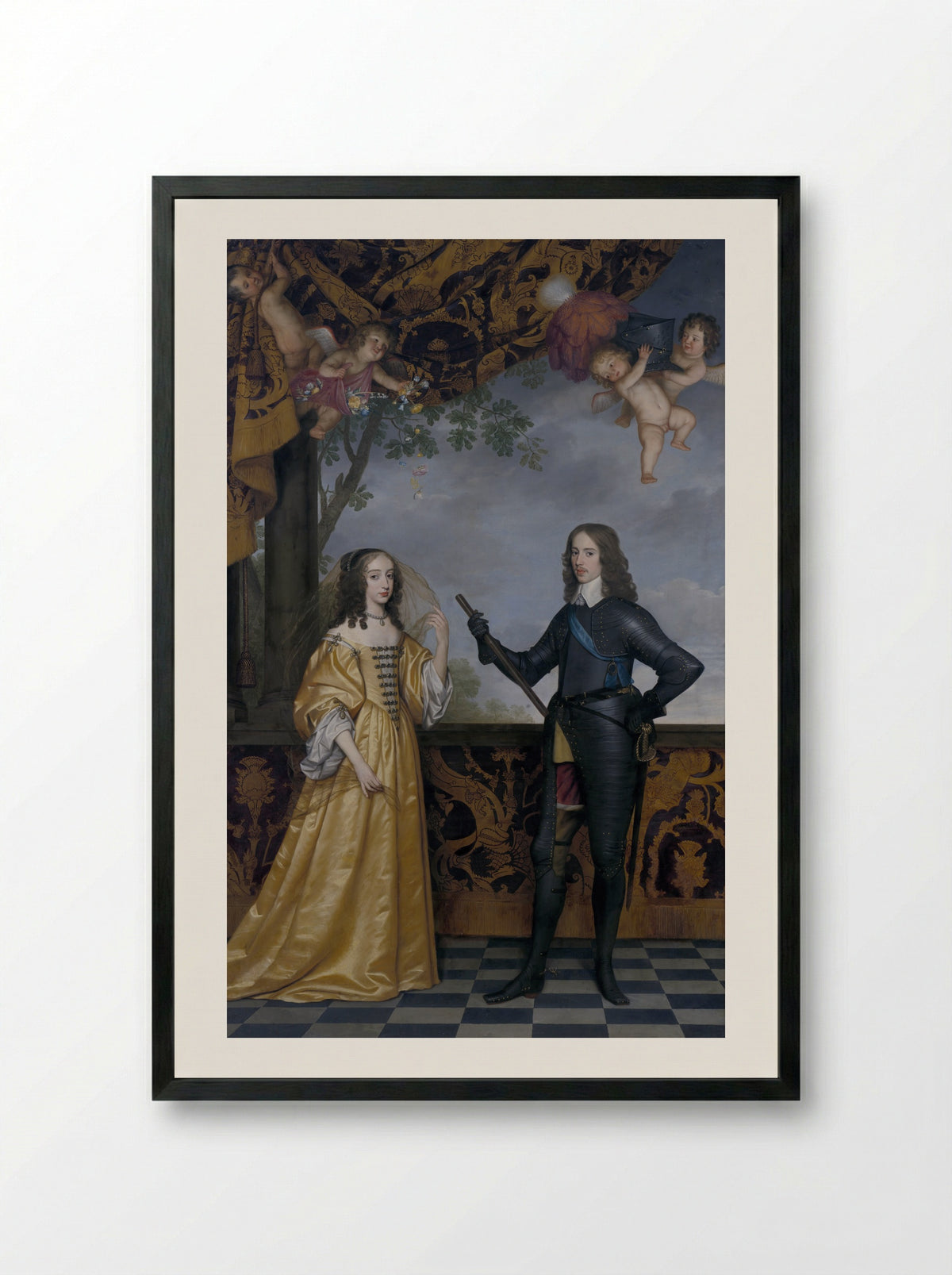 Willem II van Oranje-Nassau en Maria Stuart - Gerard van Honthorst - Framed Print Black