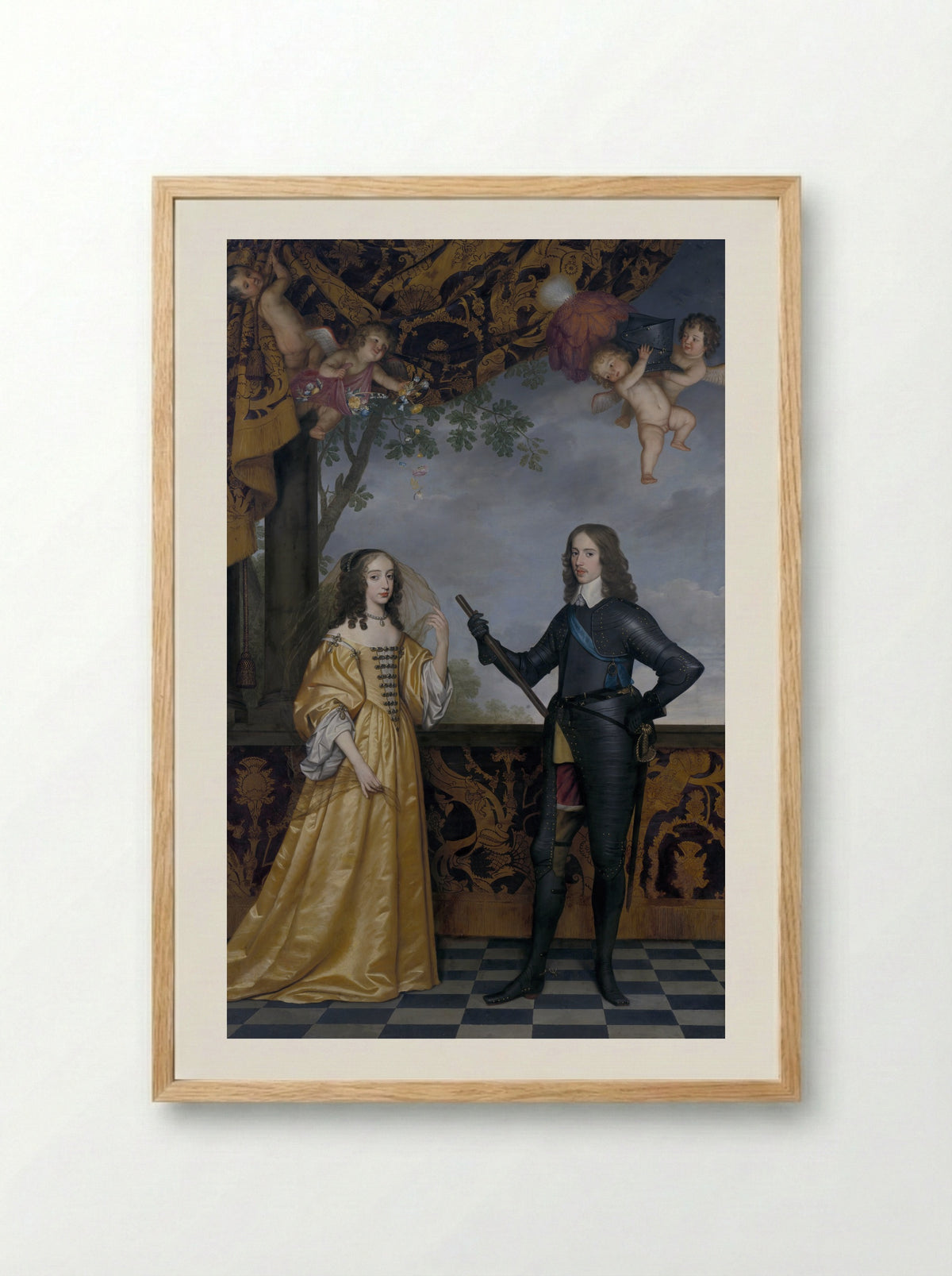 Willem II van Oranje-Nassau en Maria Stuart - Gerard van Honthorst - Framed Print Wood