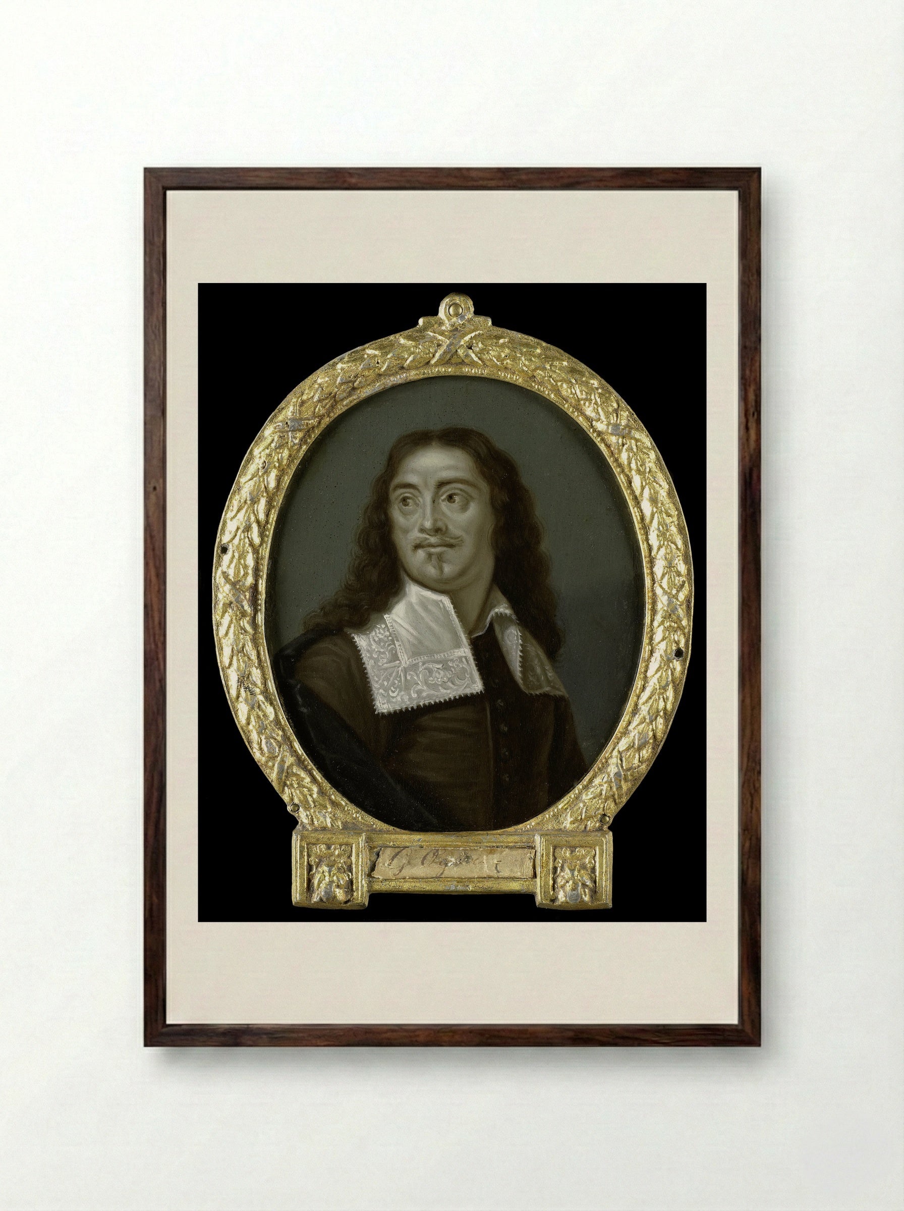 Willem Ogier (1618-1689), Playwright of Antwerp - Arnoud van Halen - Framed Print Dark Wood