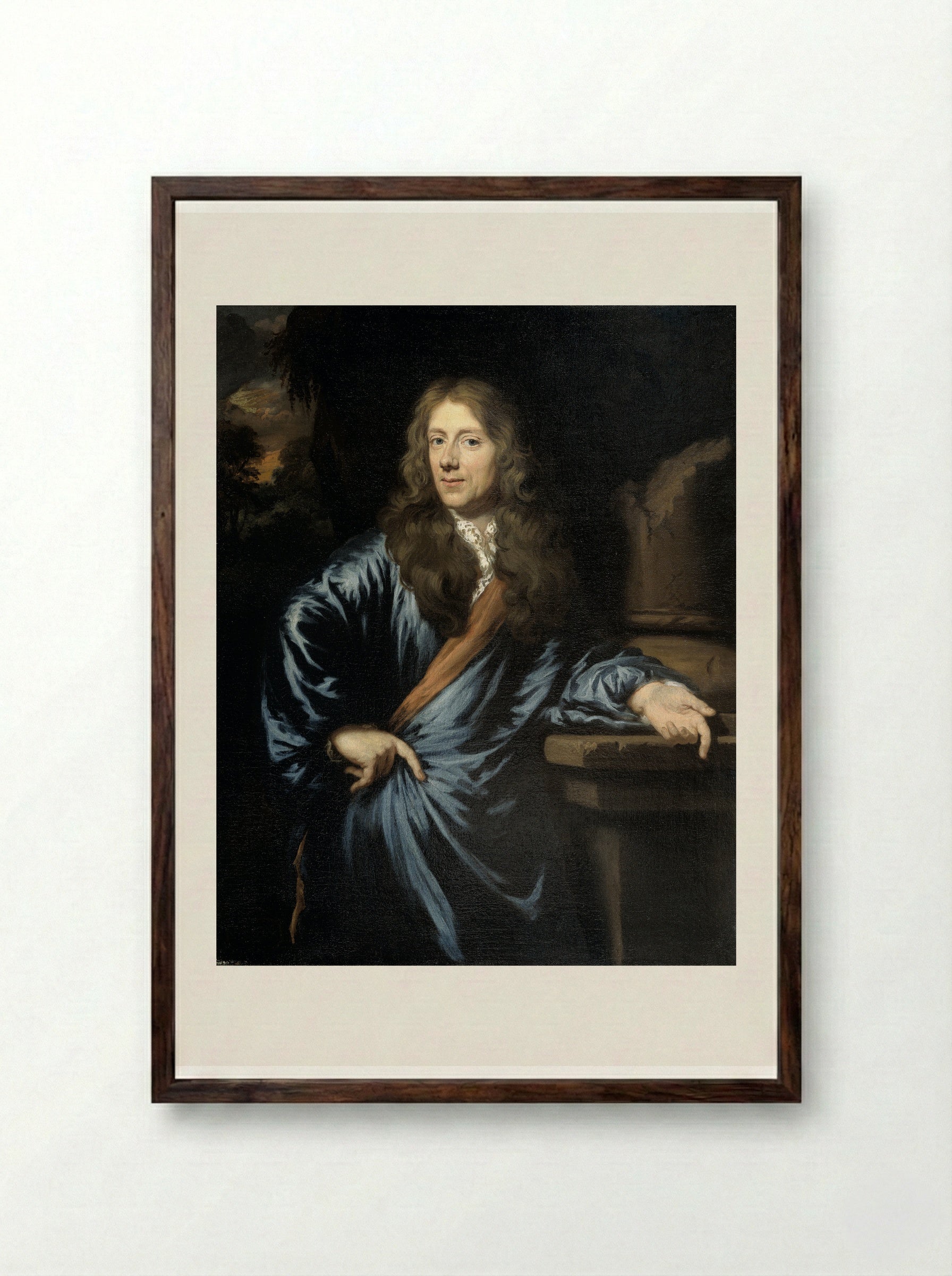 Willem Pottey (1666-94), Advocaat en rekenmeester-generaal te Vlissingen - Nicolaes Maes - Framed Print Dark Wood