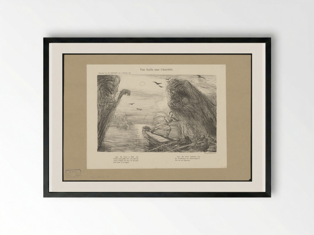 Willem Treub als Odysseus tussen Scylla en Charybdis - Marius Bauer - Framed Print Black