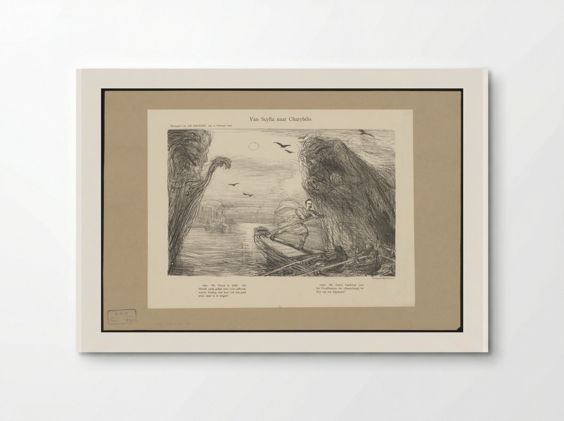 Willem Treub als Odysseus tussen Scylla en Charybdis - Marius Bauer - Poster