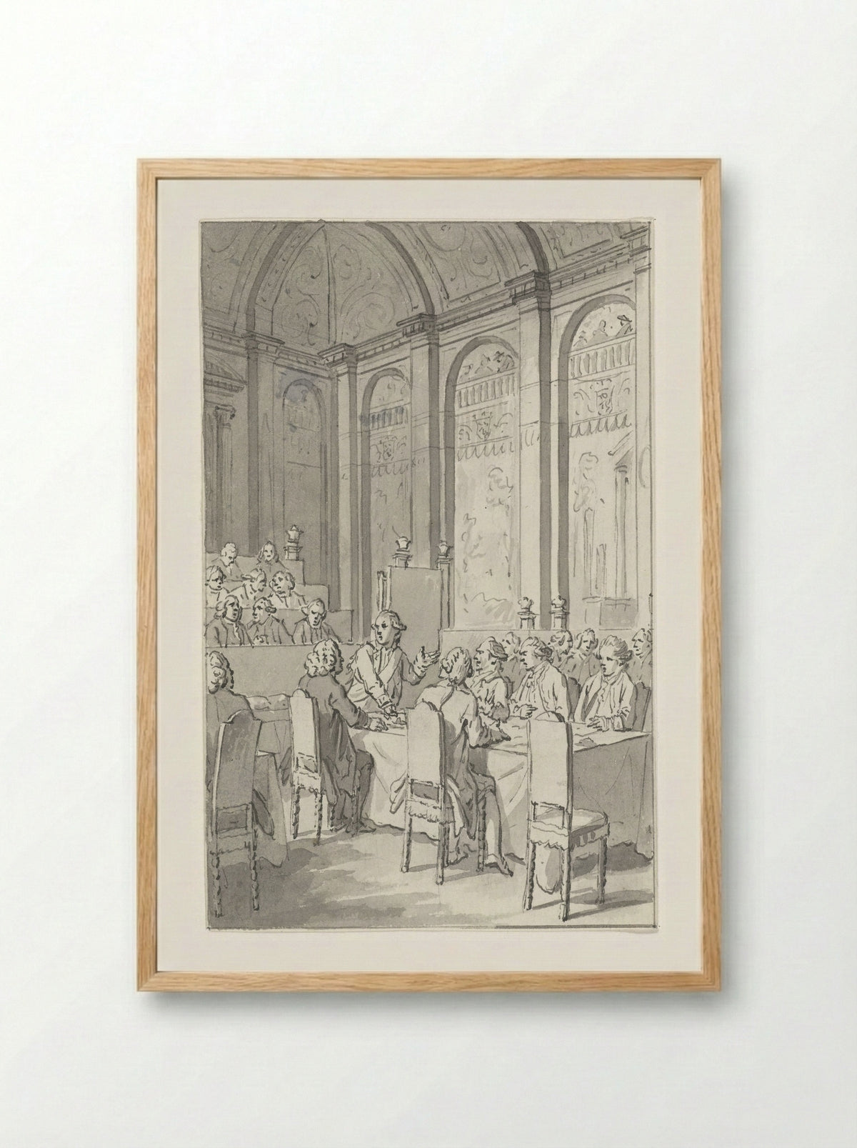 Willem V toont de papieren van Laurens - Jacobus Buys - Framed Print Wood