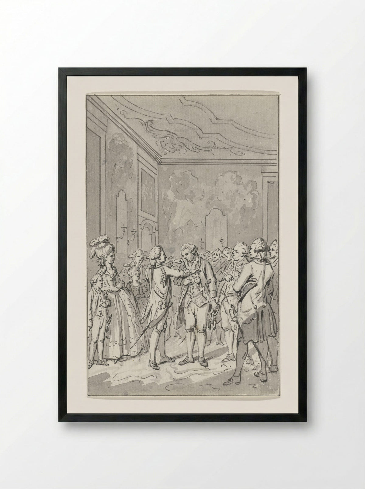 Willem V vereert de helden van de zeeslag bij Doggersbank - Jacobus Buys - Framed Print Black