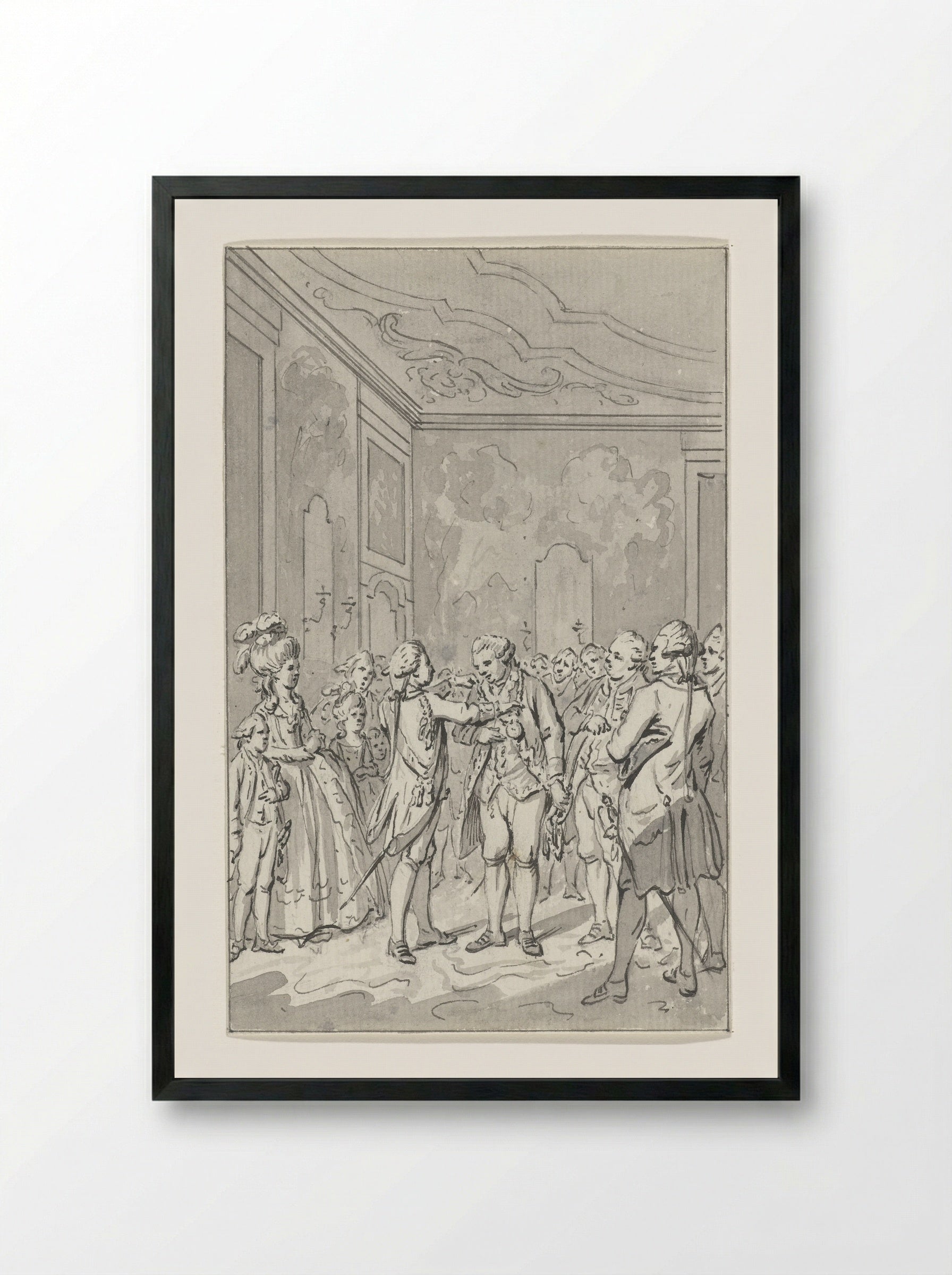 Willem V vereert de helden van de zeeslag bij Doggersbank - Jacobus Buys - Framed Print Black
