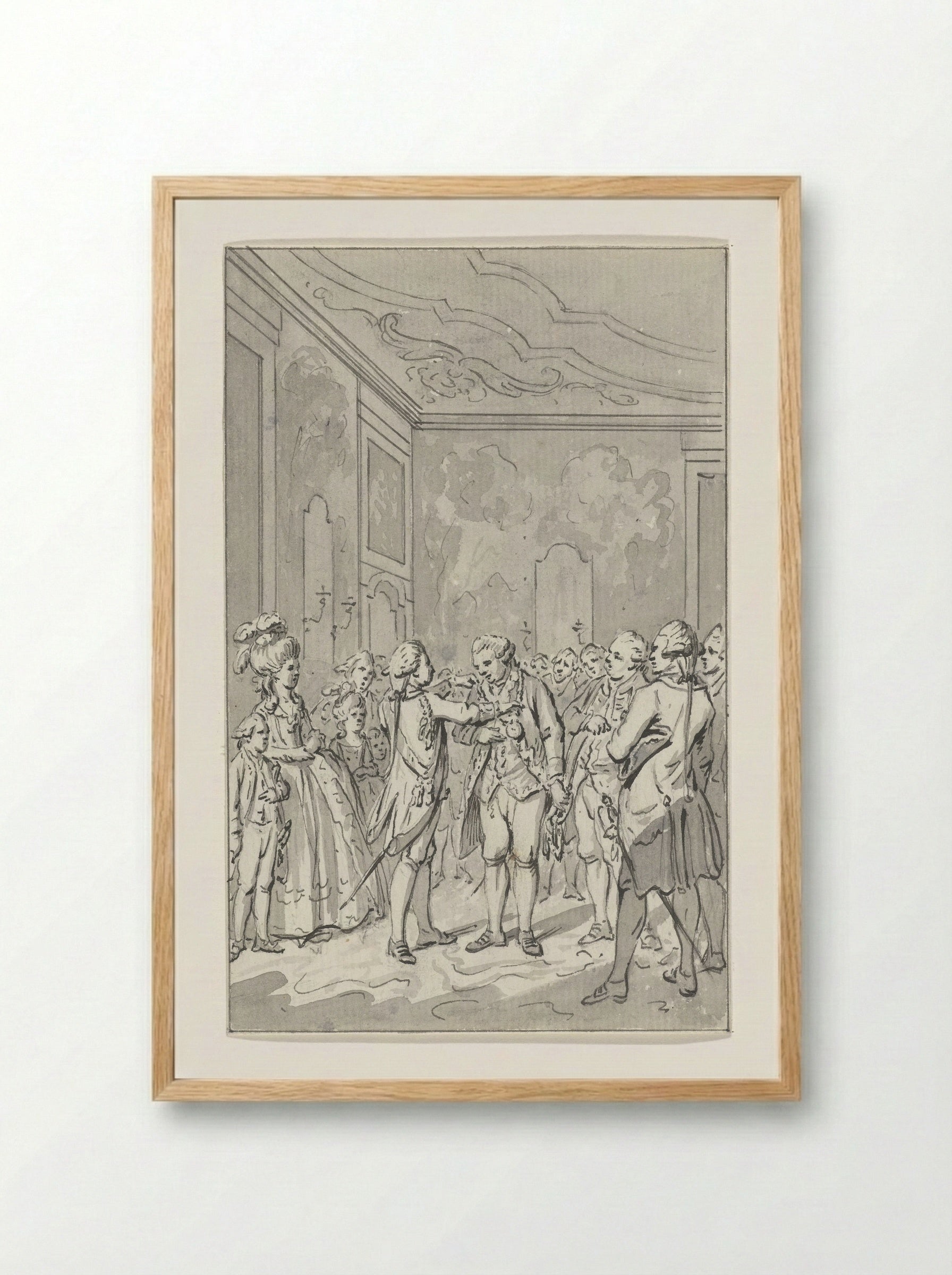 Willem V vereert de helden van de zeeslag bij Doggersbank - Jacobus Buys - Framed Print Wood