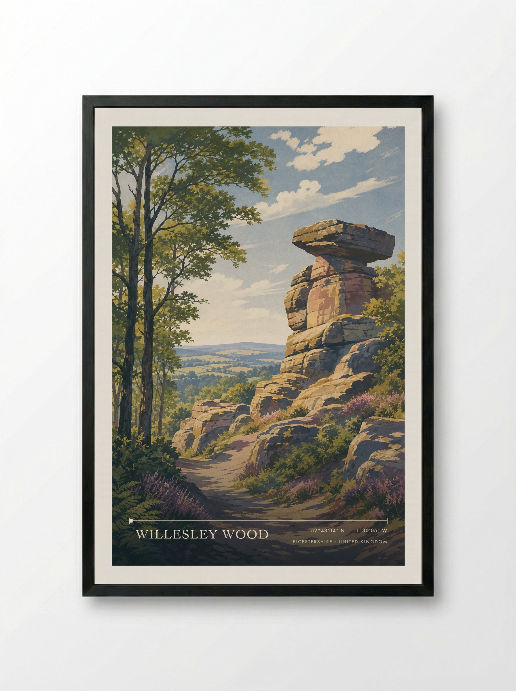 Willesley Wood Leicestershire United Kingdom Travel Poster - Framed Print Black