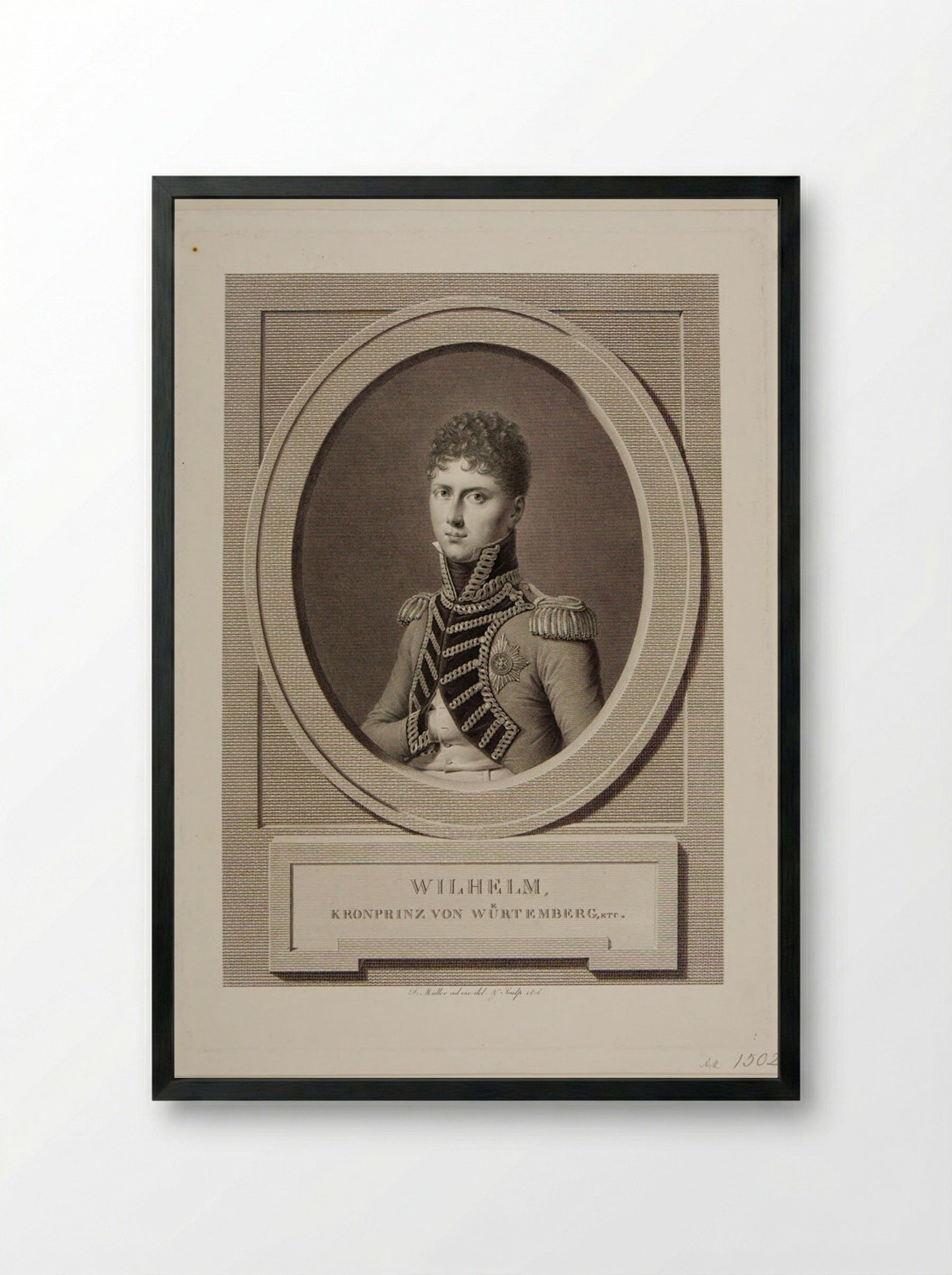William, Crown Prince of Würtemberg - Johann Friedrich Wilhelm Müller - Framed Print Black
