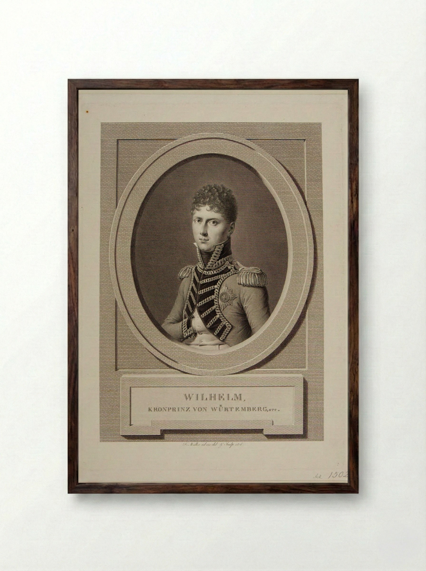 William, Crown Prince of Würtemberg - Johann Friedrich Wilhelm Müller - Framed Print Dark Wood