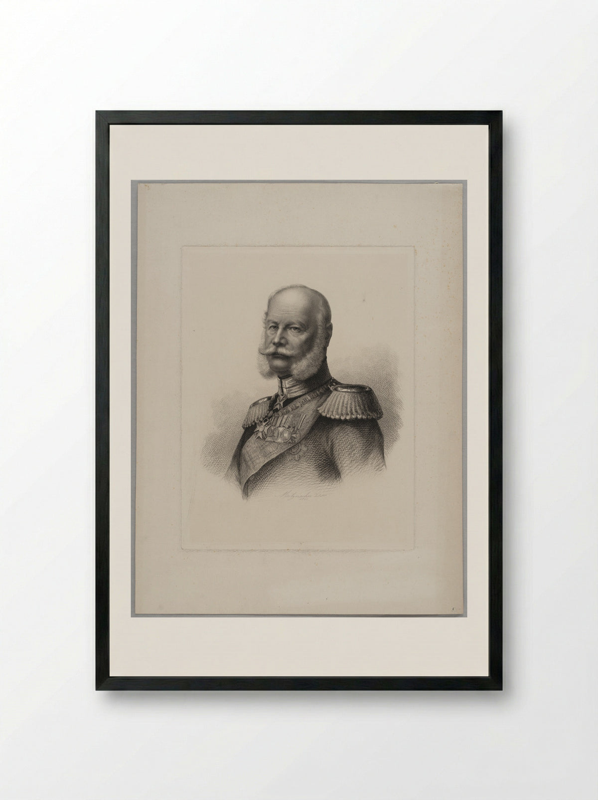 William I, Emperor of Germany - Pierre Guillaume Metzmacher - Framed Print Black