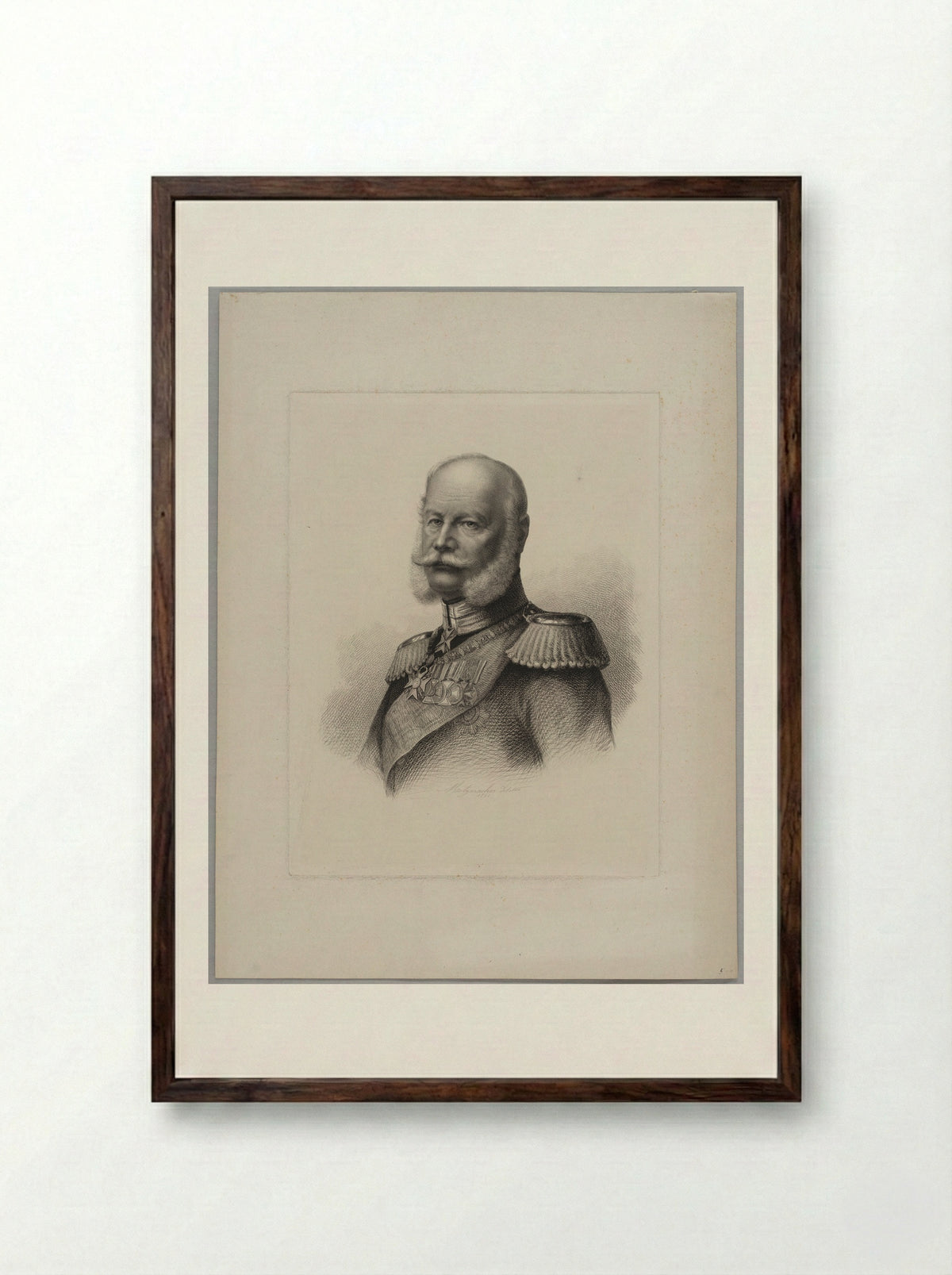 William I, Emperor of Germany - Pierre Guillaume Metzmacher - Framed Print Dark Wood