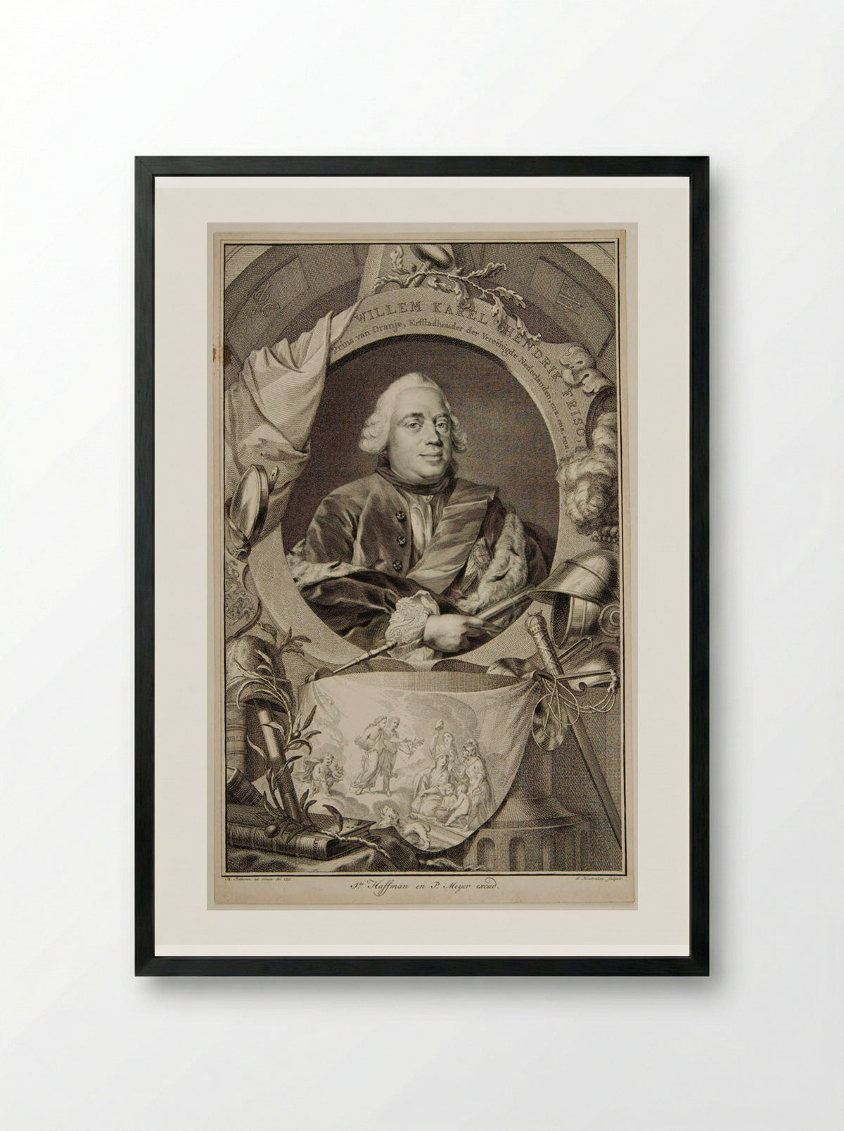 William IV, Prince of Orange, Stadtholder of the Netherlands - Jacobus Houbraken - Framed Print Black