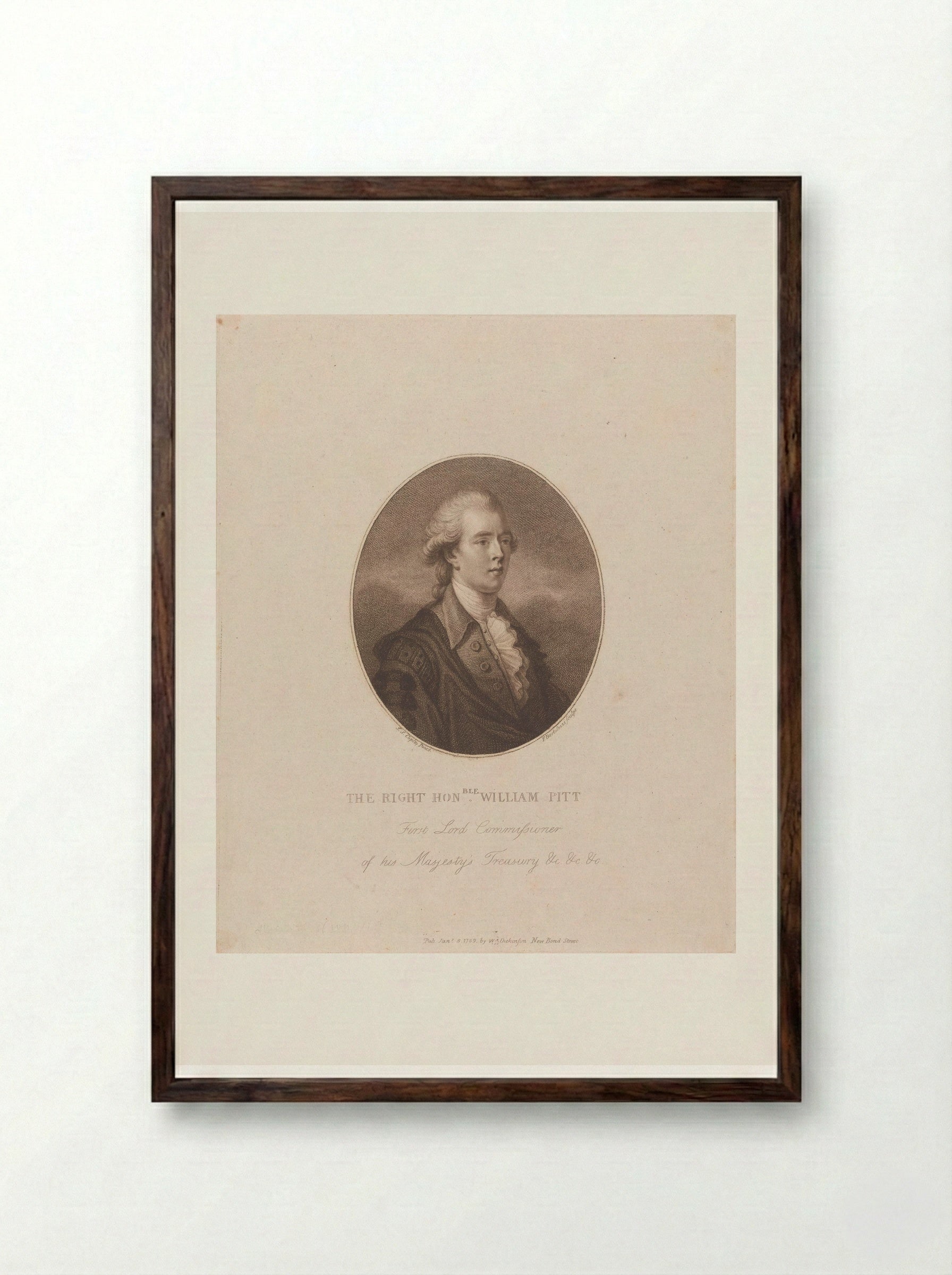 William Pitt, the Younger - Francesco Bartolozzi - Framed Print Dark Wood