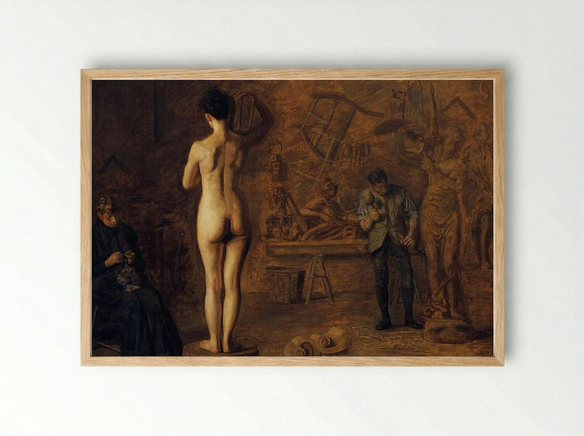 William Rush Carving His Allegorical Figure of the Schuylkill River - Thomas Eakins - Framed Print Wood