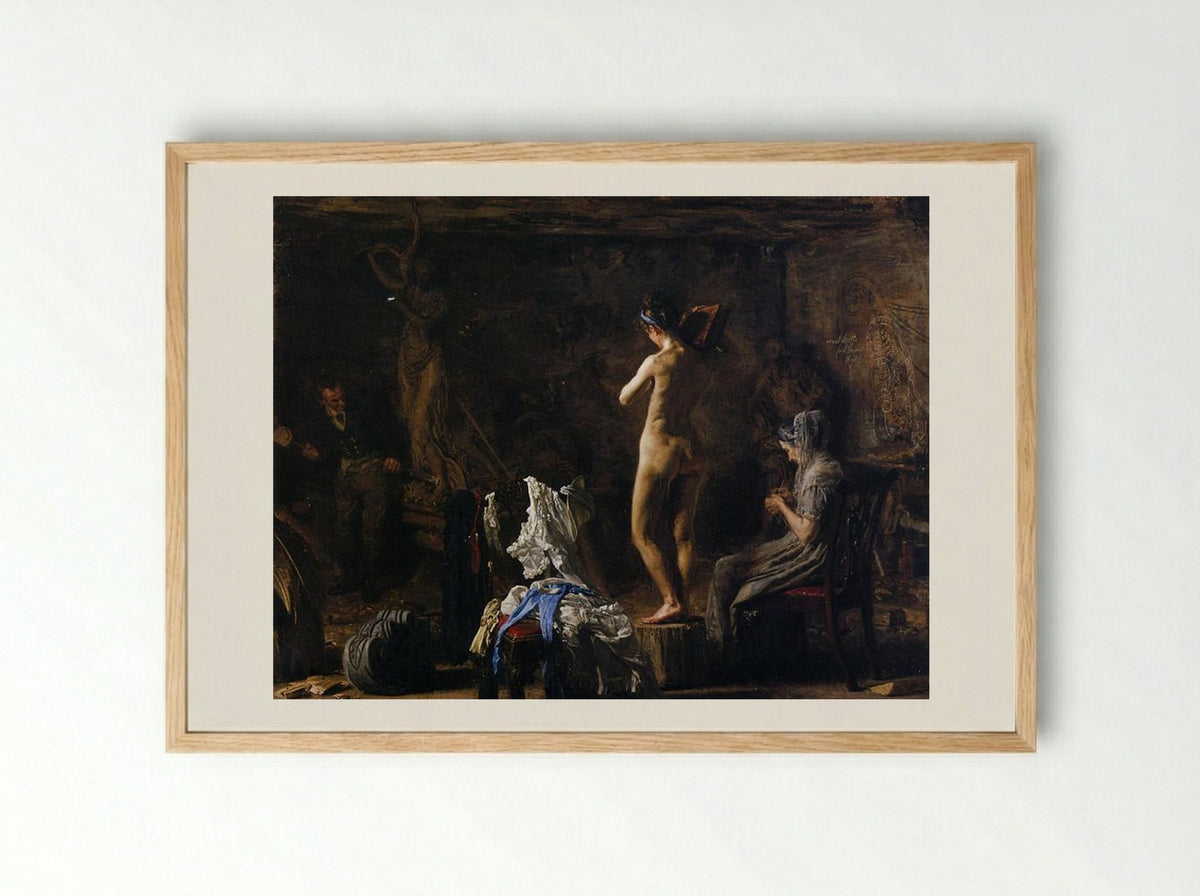 William Rush Carving His Allegorical Figure of the Schuylkill River - Thomas Eakins - Framed Print Wood