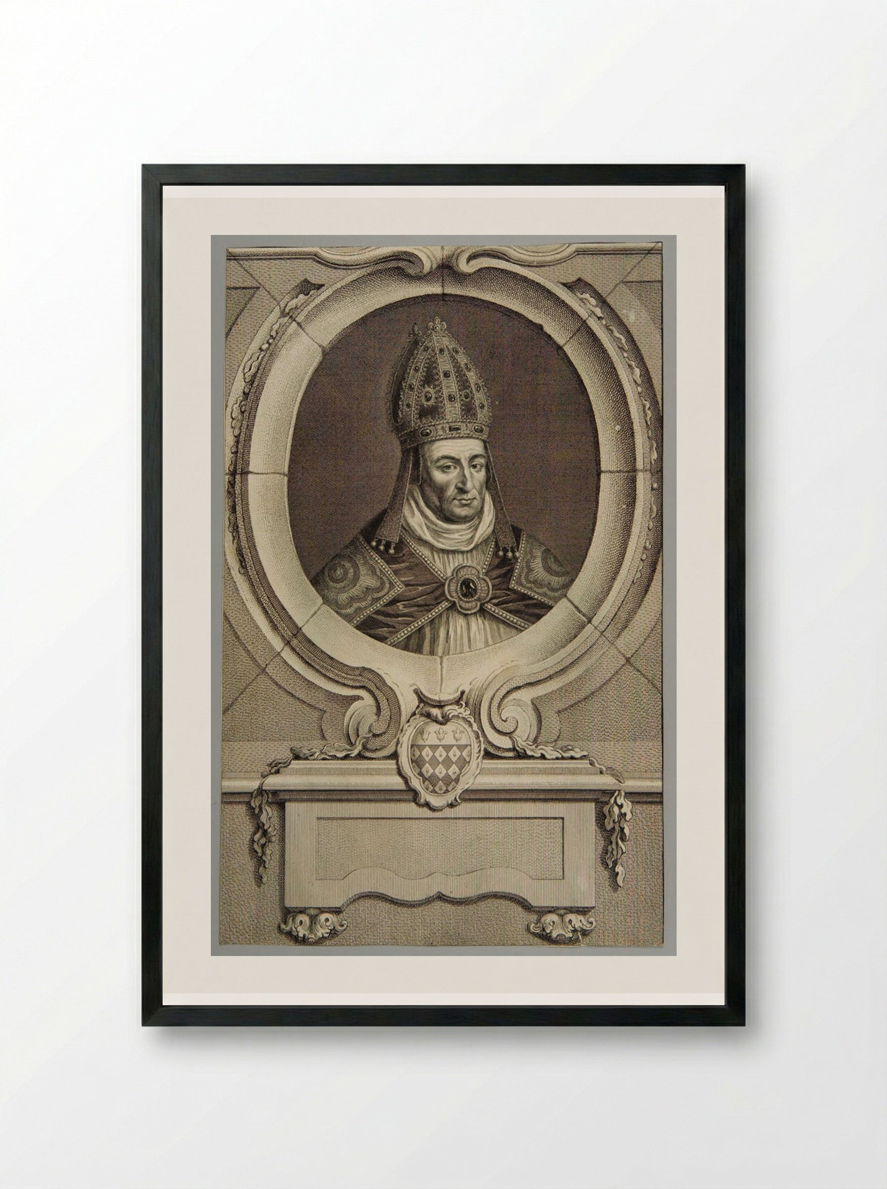 William Waynflete, Bishop of Winchester - Jacobus Houbraken - Framed Print Black