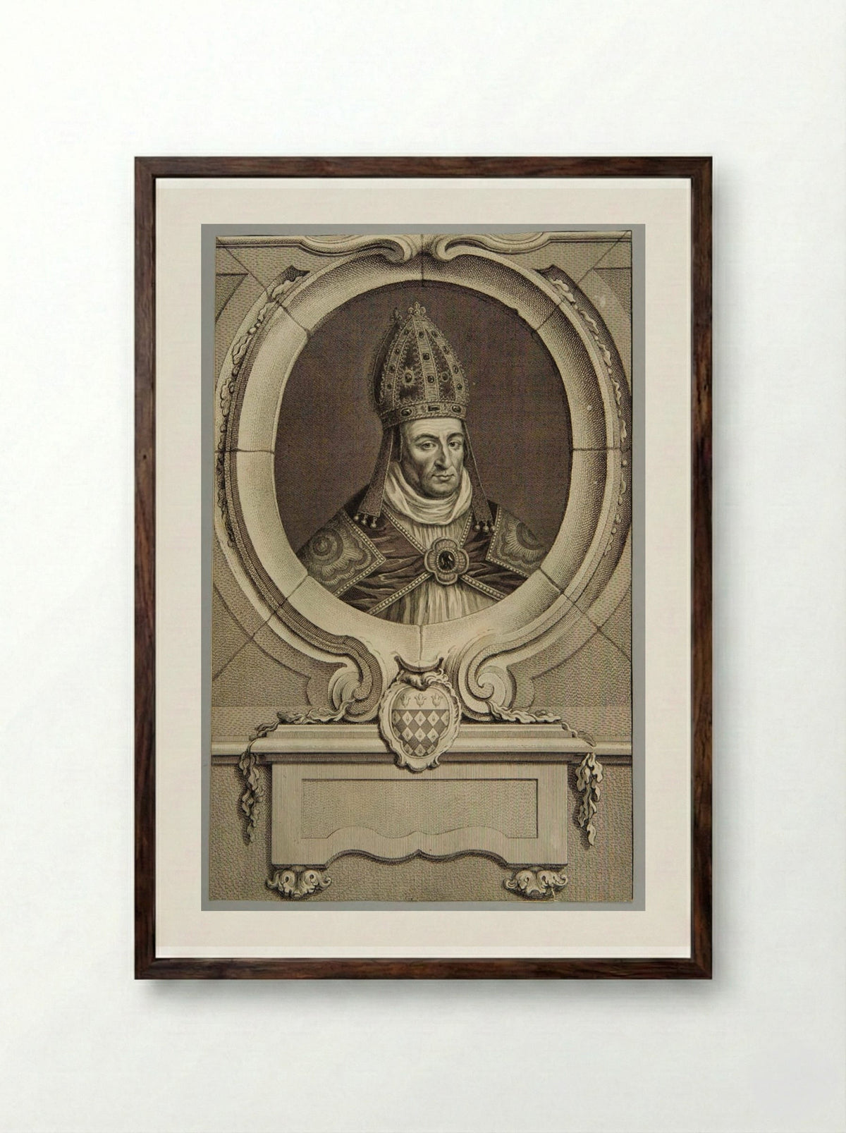 William Waynflete, Bishop of Winchester - Jacobus Houbraken - Framed Print Dark Wood