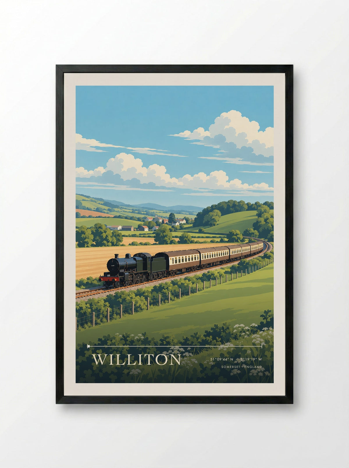 Williton, Somerset | Travel Poster - Framed Print Black