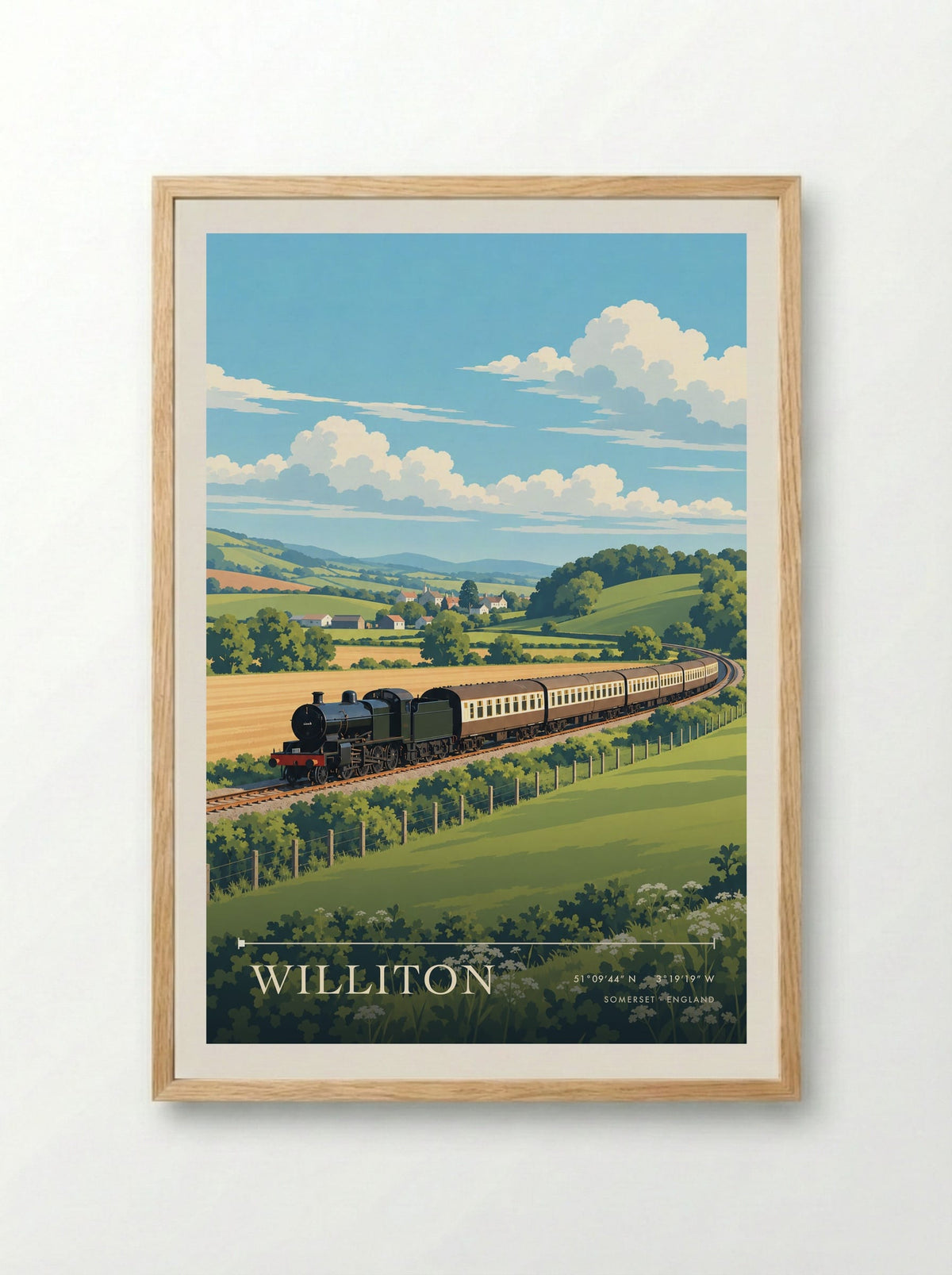 Williton, Somerset | Travel Poster - Framed Print Wood