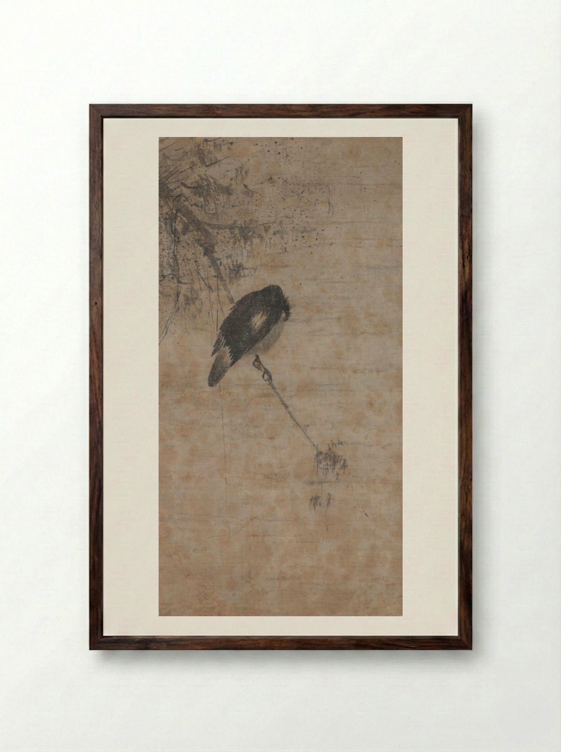 Willow and Magpie - Fachang Muqi - Framed Print Dark Wood