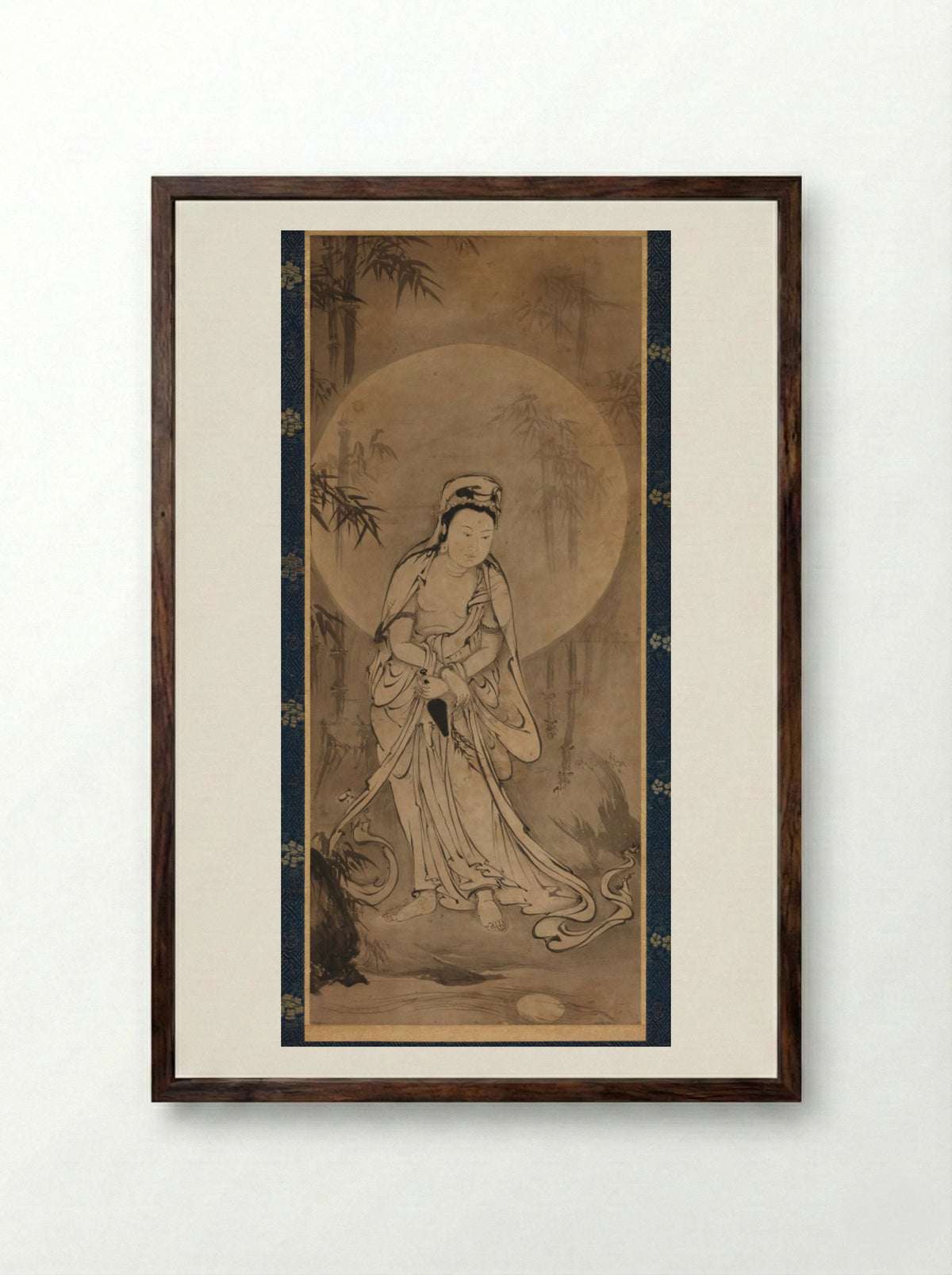 Willow-and-Moon Kannon (Yōryū Kannon) - Gakuō Zōkyū - Framed Print Dark Wood
