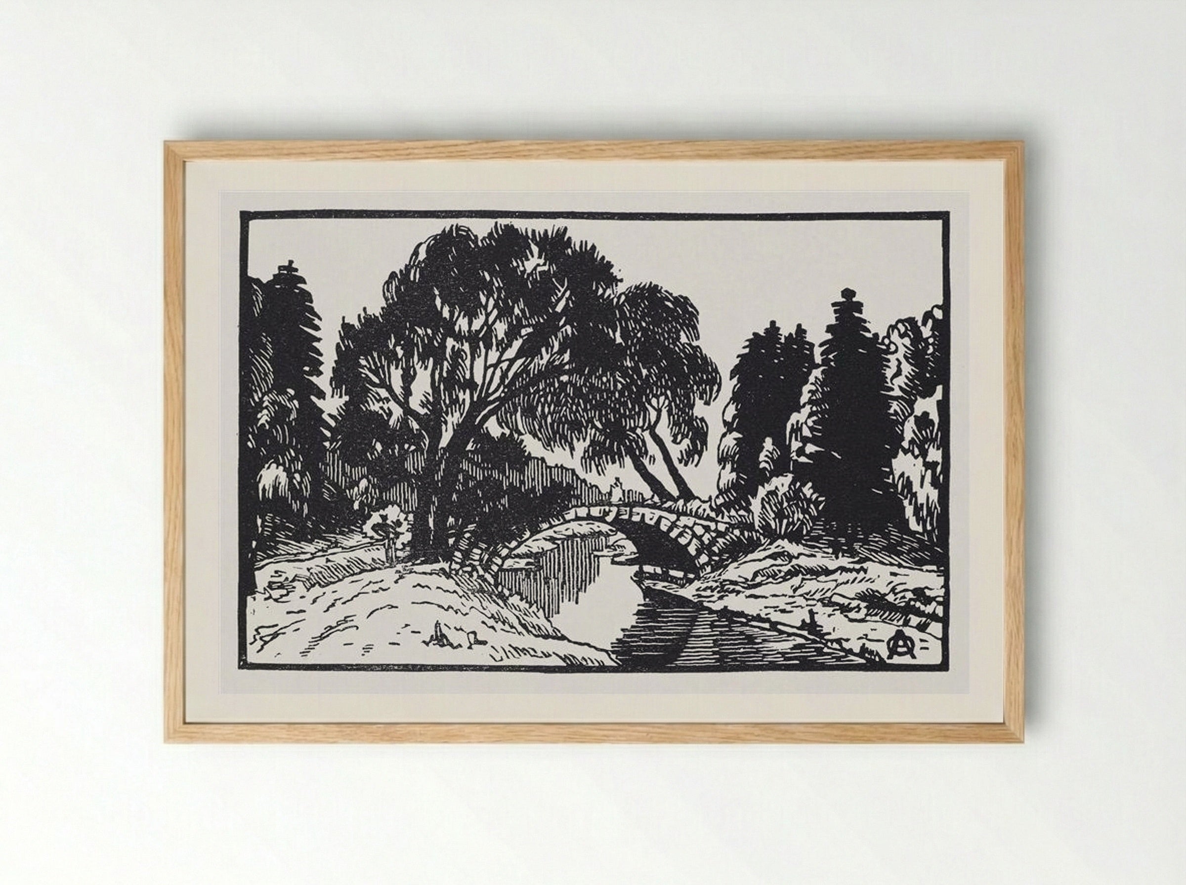 Willows near Novosilviysky Bridge - Anna Ostroumova-Lebedeva - Framed Print Wood