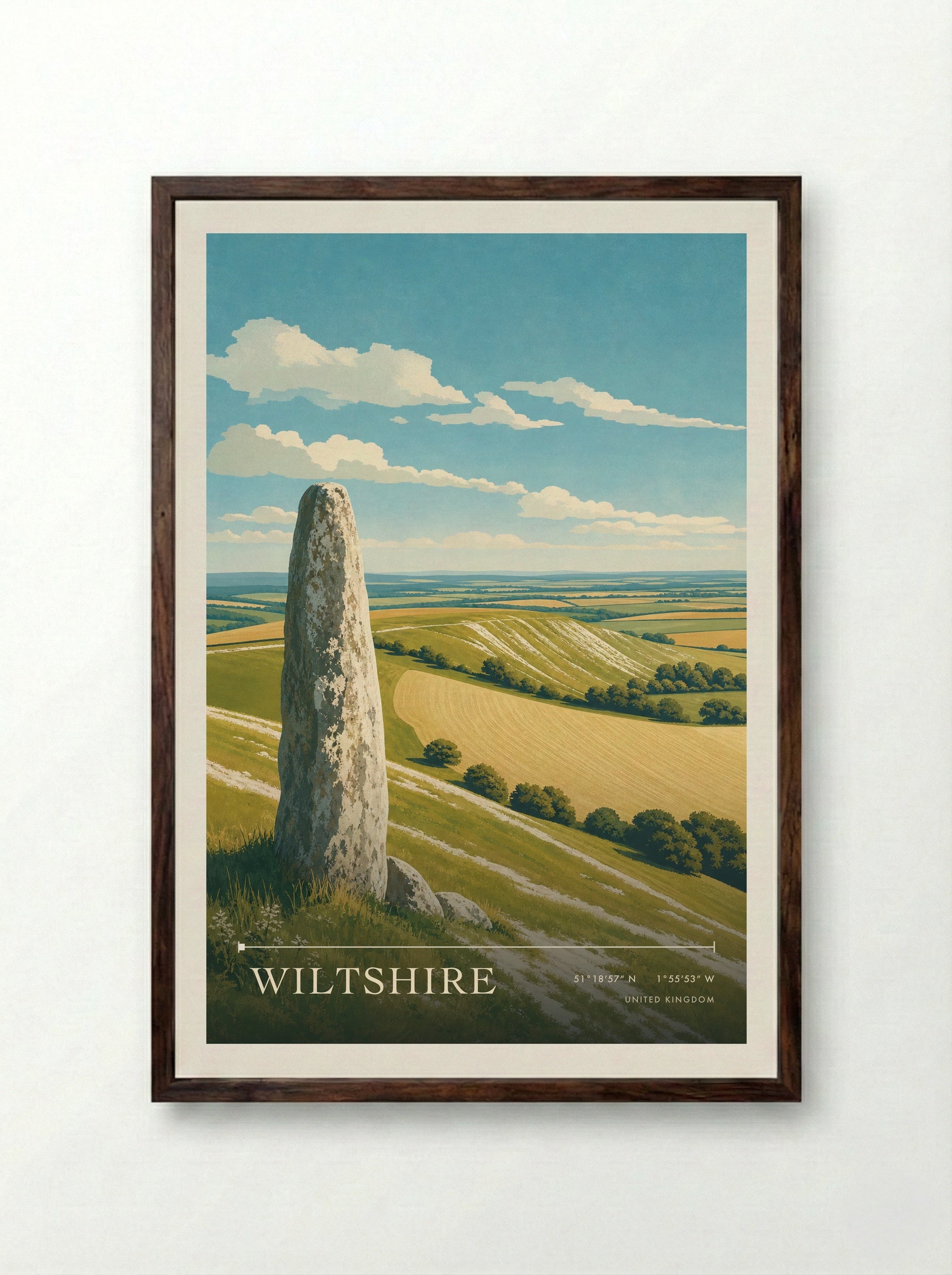 Wiltshire United Kingdom Travel Poster - Framed Print Dark Wood