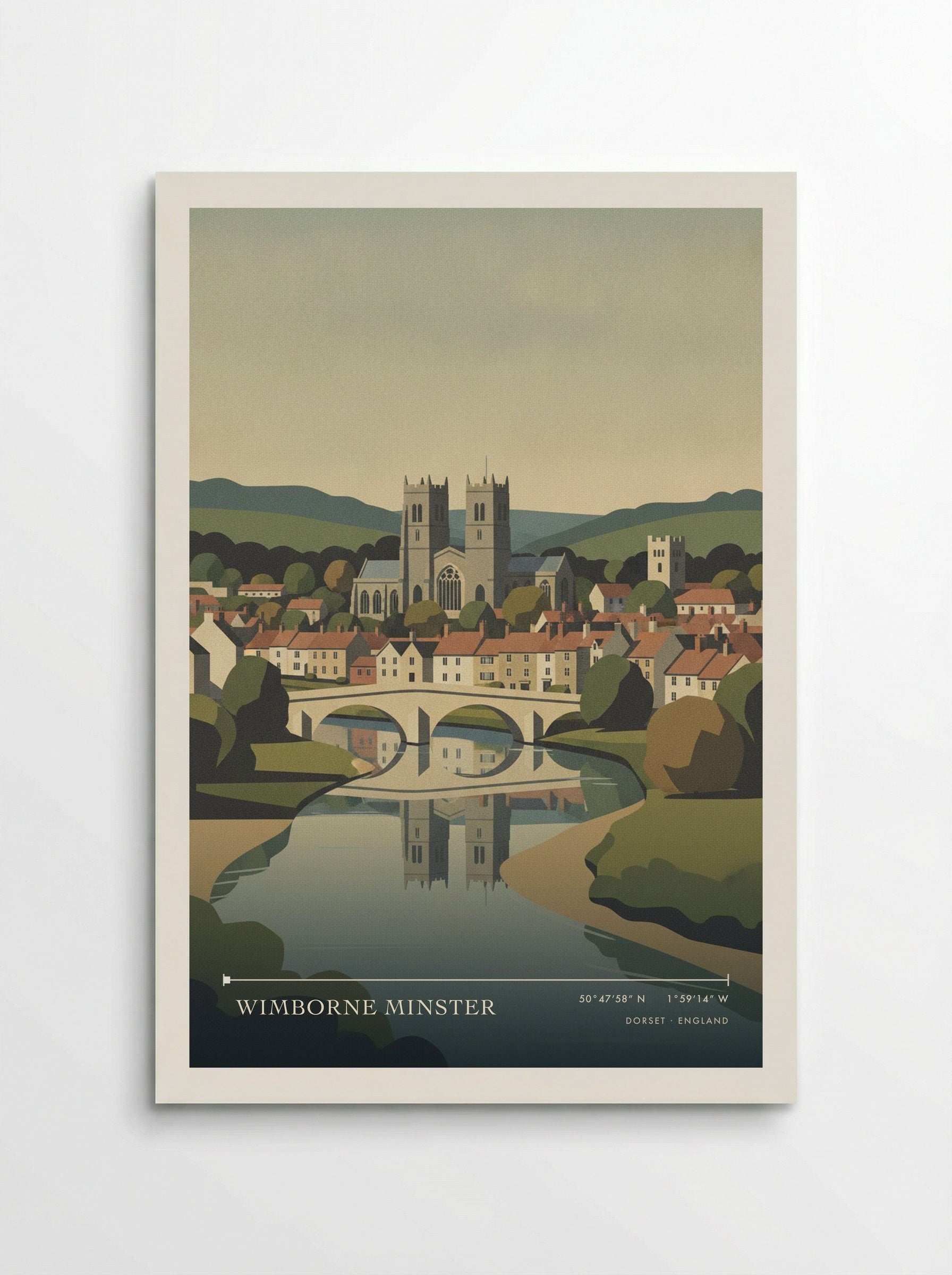 Wimborne Minster Dorset England Travel Poster - Poster