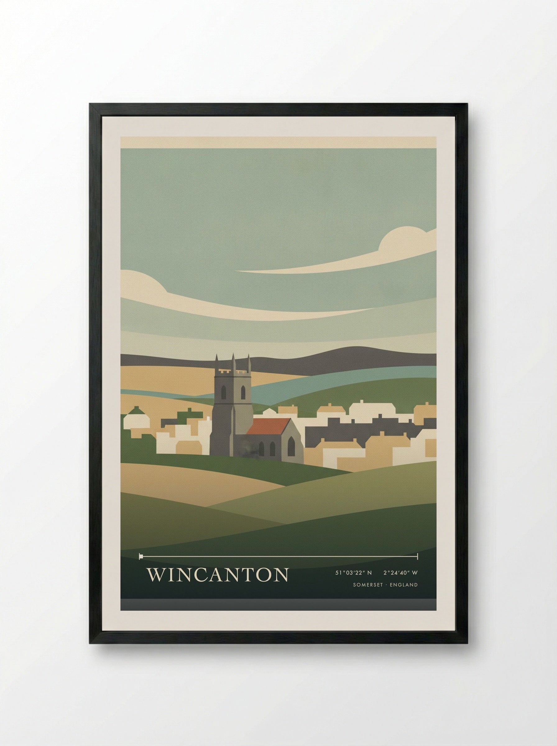 Wincanton Somerset England Travel Poster - Framed Print Black