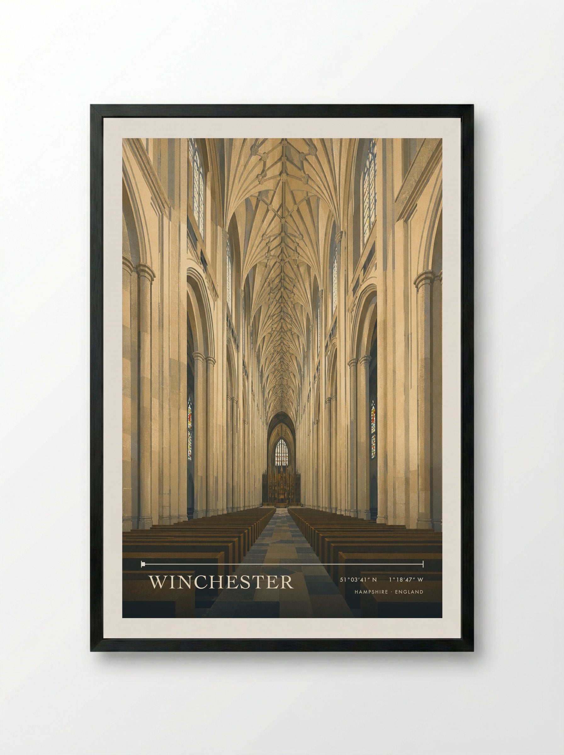 Winchester Hampshire England Travel Poster - Framed Print Black