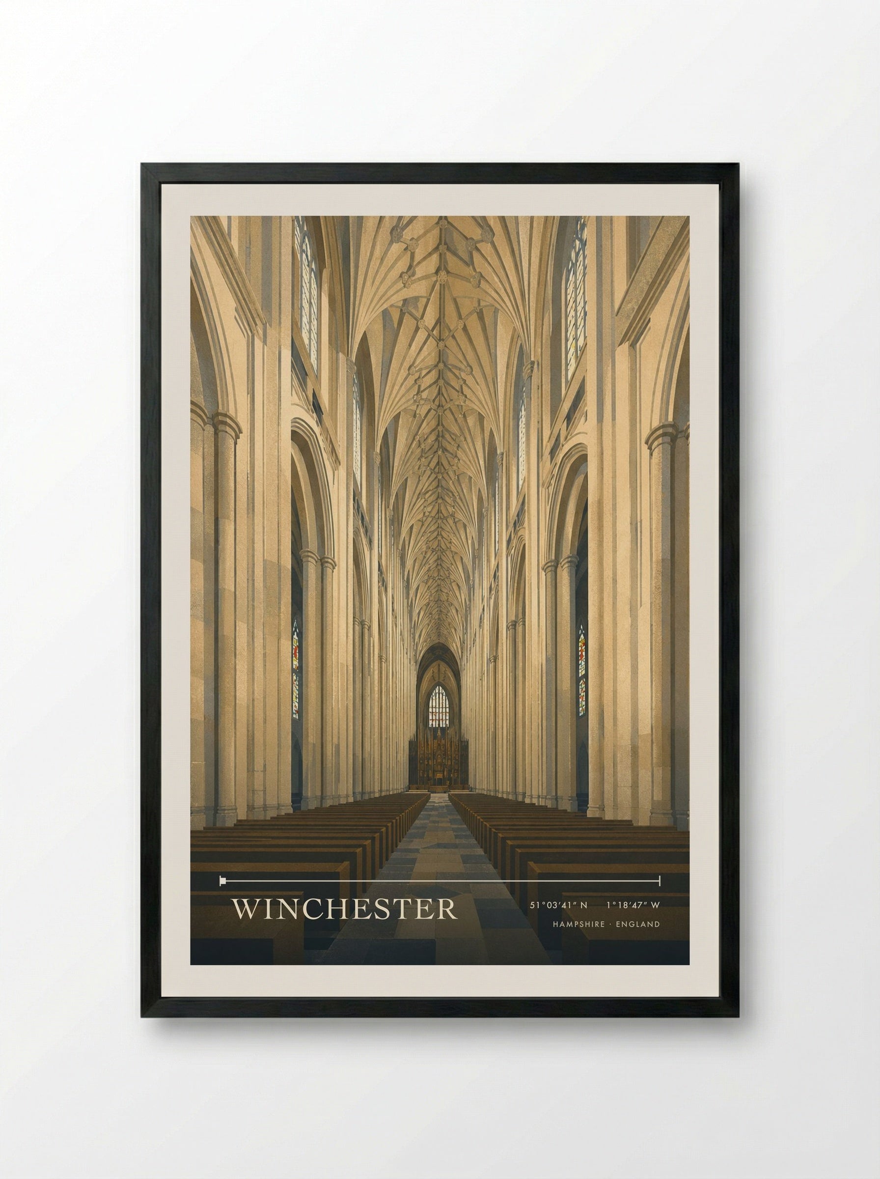 Winchester Hampshire England Travel Poster - Framed Print Black