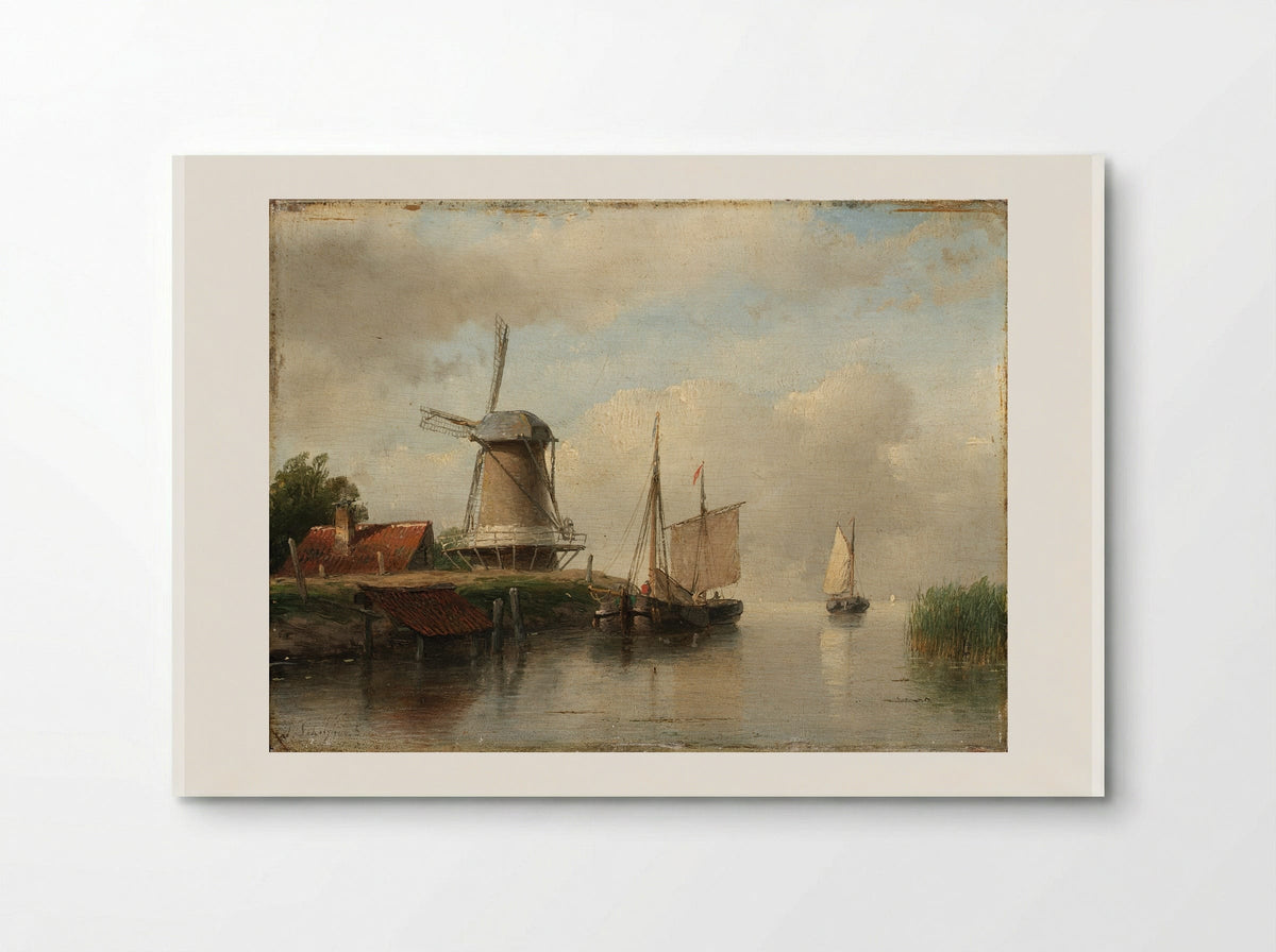 Windmill by a Waterway - Andreas Schelfhout - Poster