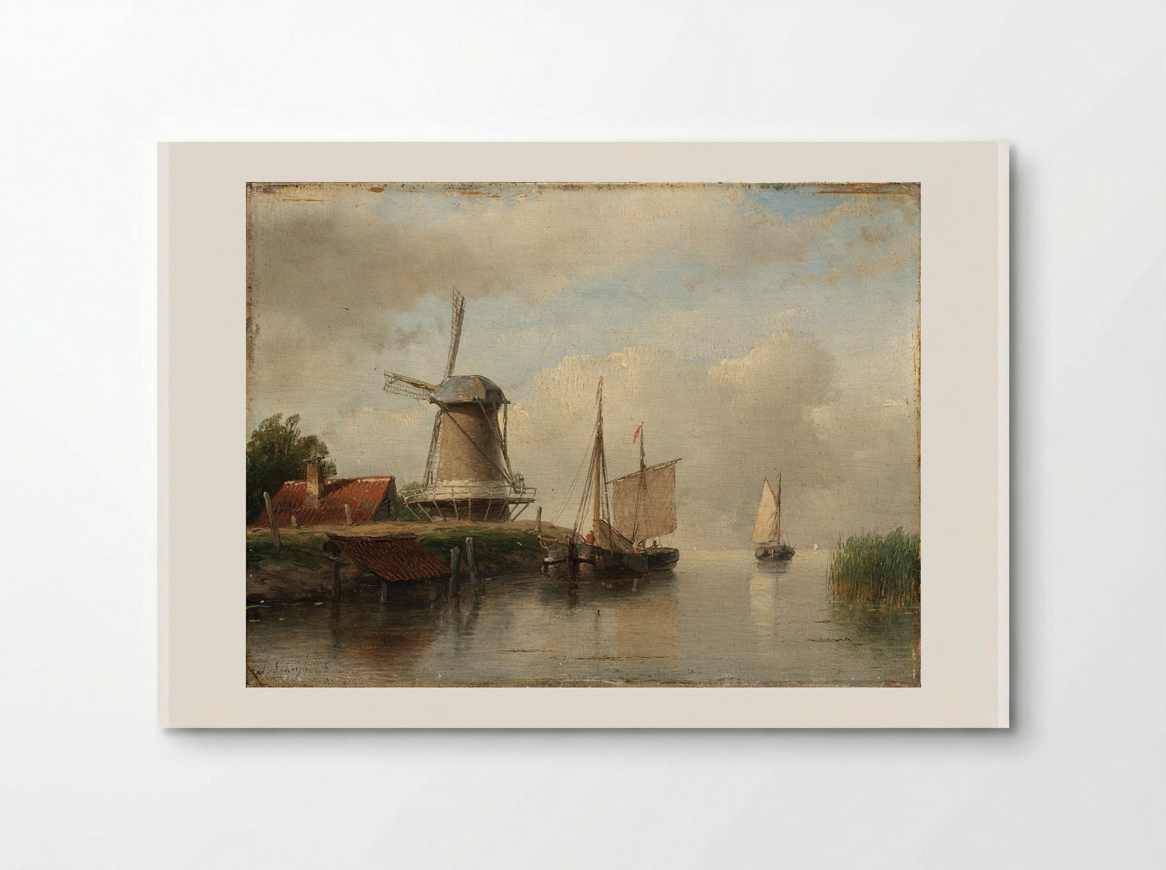 Windmill by a Waterway - Andreas Schelfhout - Poster