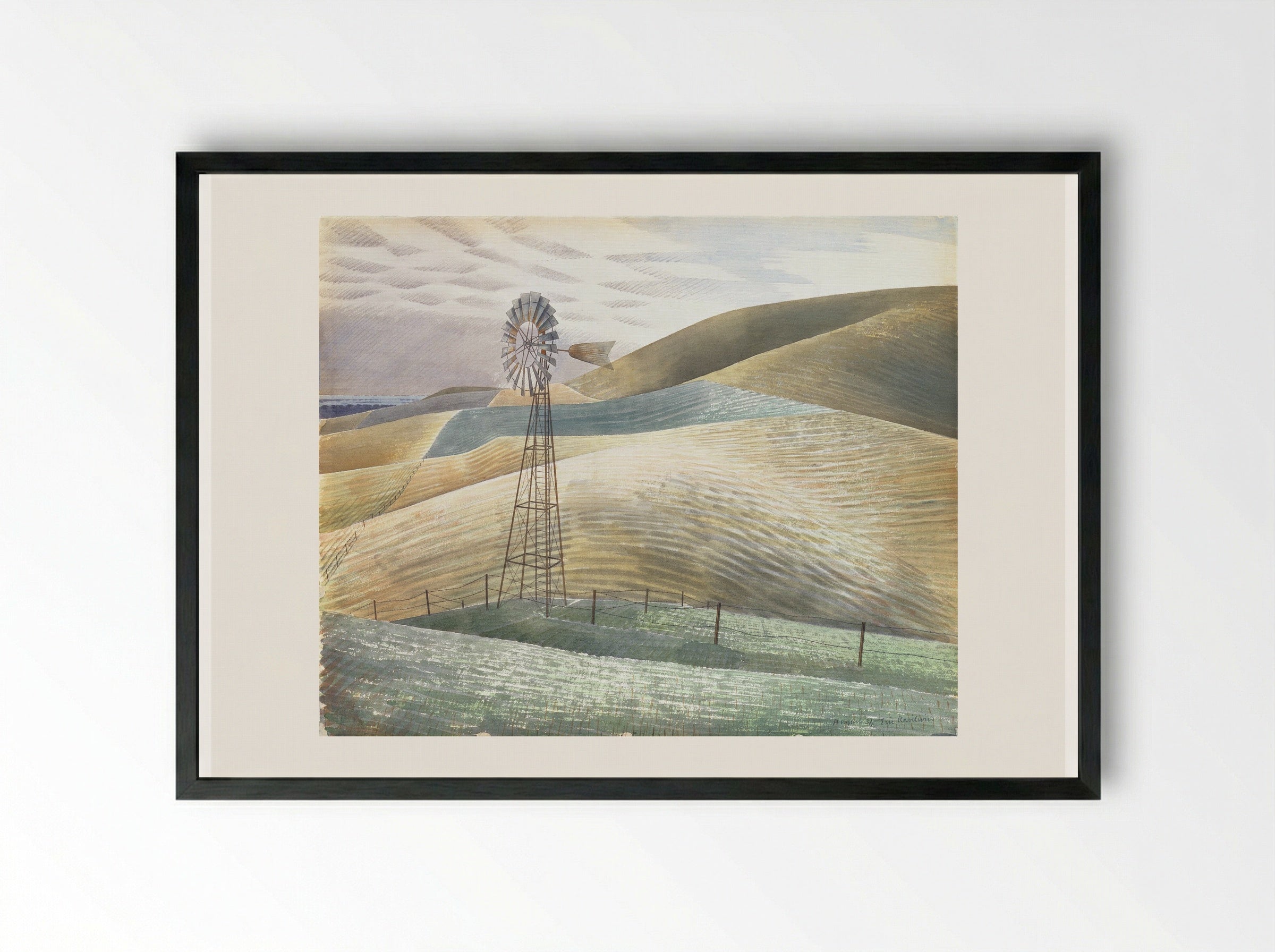 Windmill - Eric Ravilious - Framed Print Black