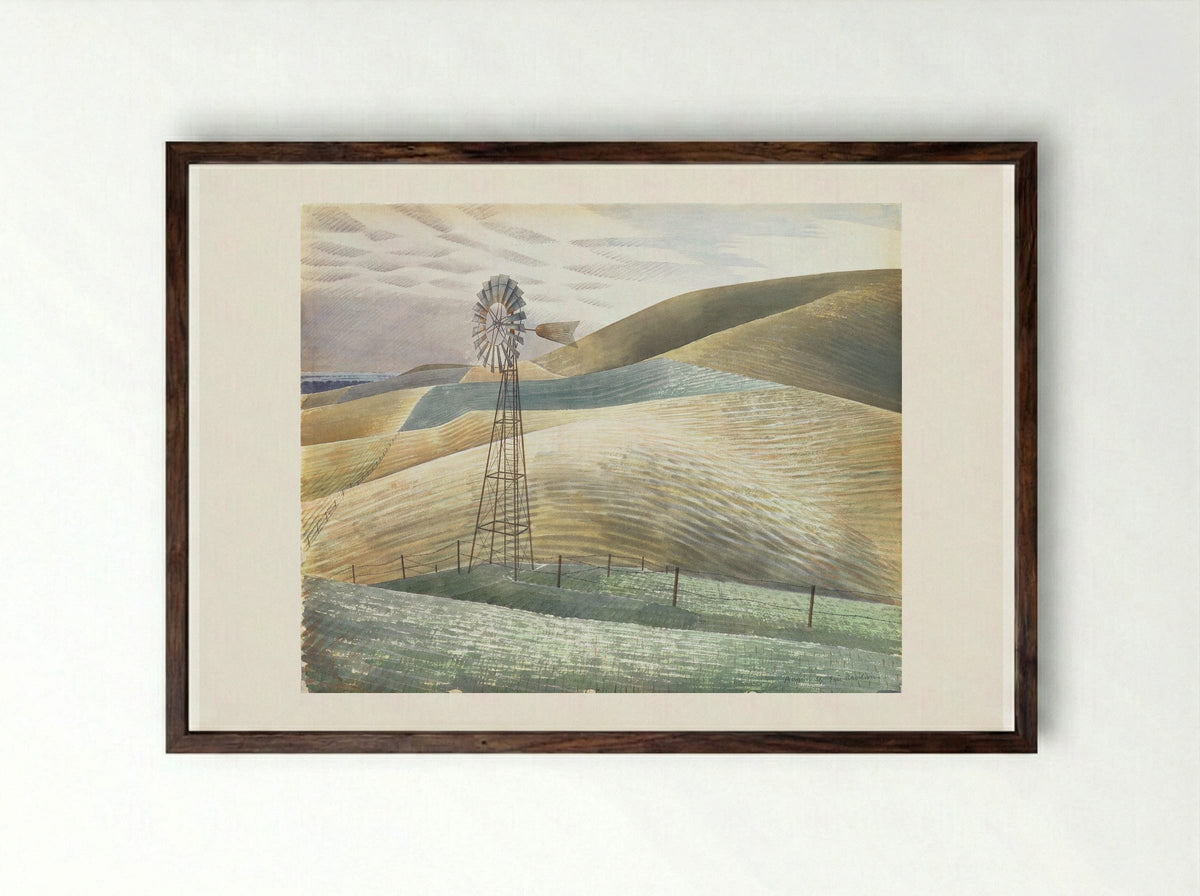 Windmill - Eric Ravilious - Framed Print Dark Wood