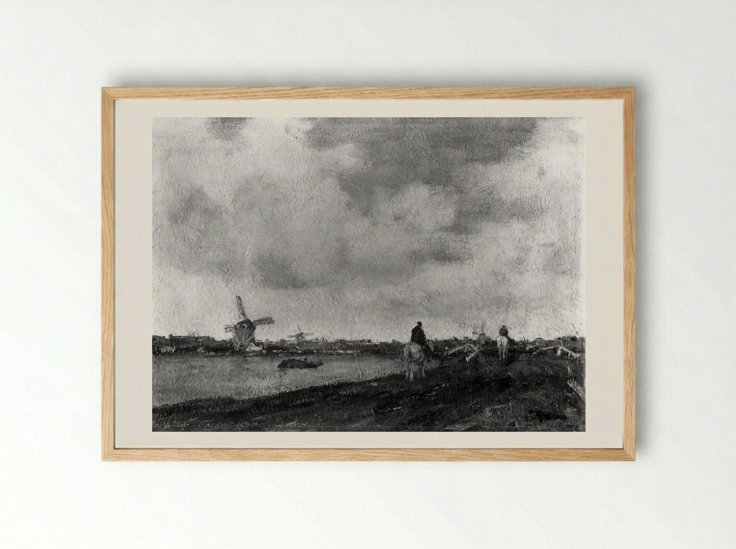 Windmills by a Canal - Jacob Maris - Framed Print Wood