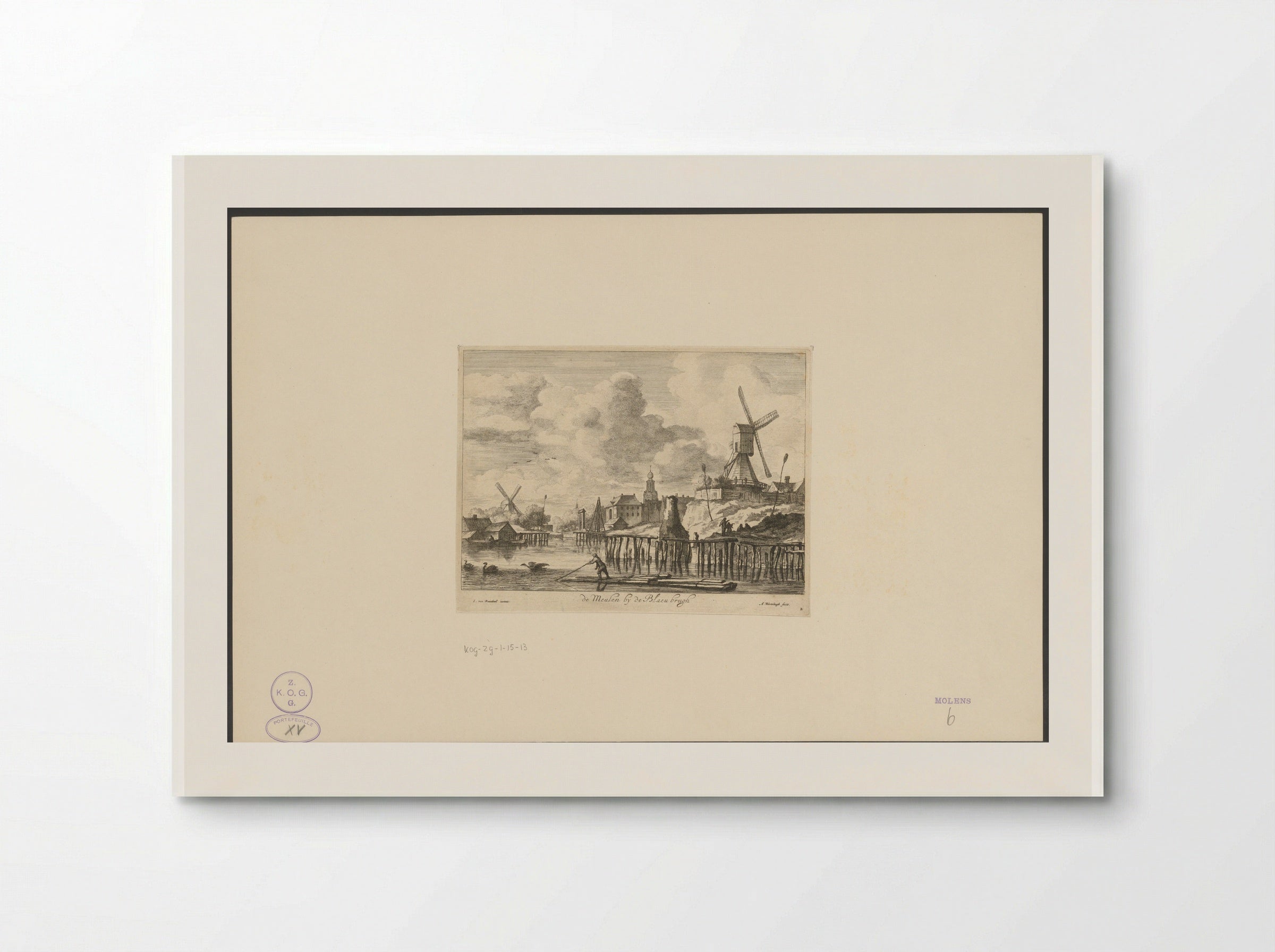 Windmolen bij de Blauwbrug in Amsterdam - Abraham Bloteling - Poster