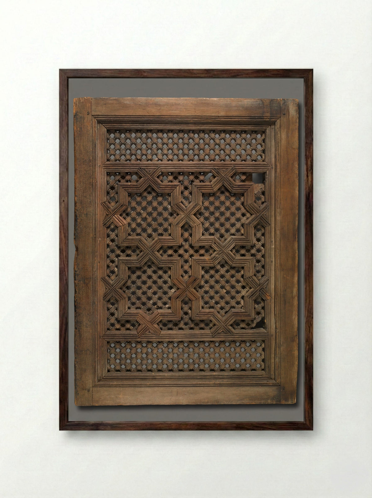 Window Screen (Mashrabiya) - Fine Art Print - Framed Print Dark Wood