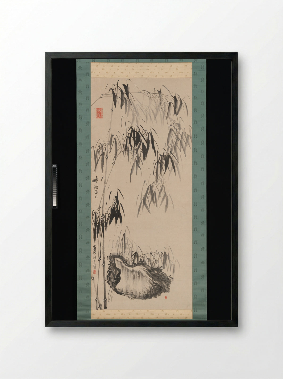 Window onto Bamboo on a Rainy Day - Gion Nankai - Framed Print Black