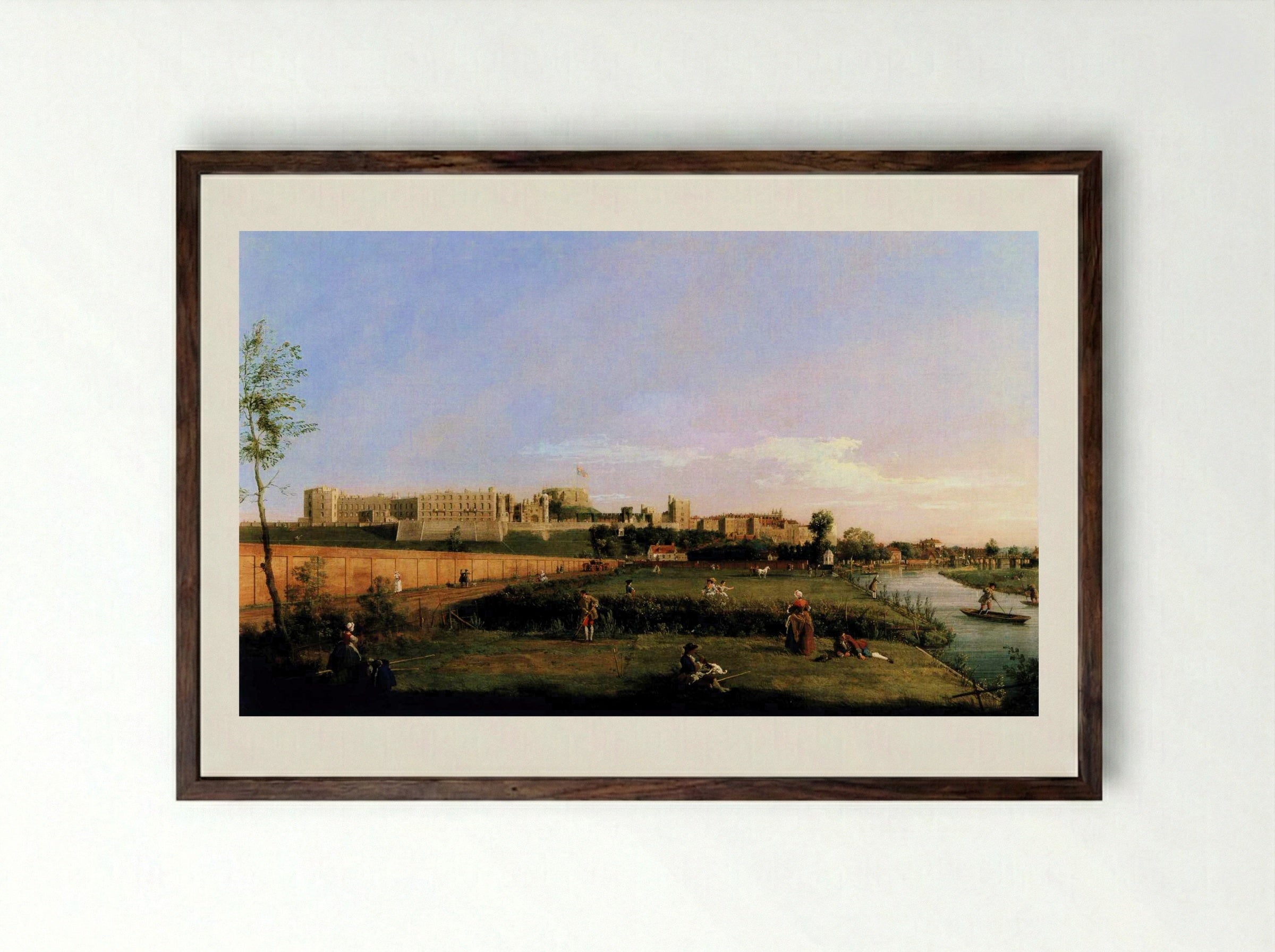 Windsor Castle from the River - Canaletto - Framed Print Dark Wood