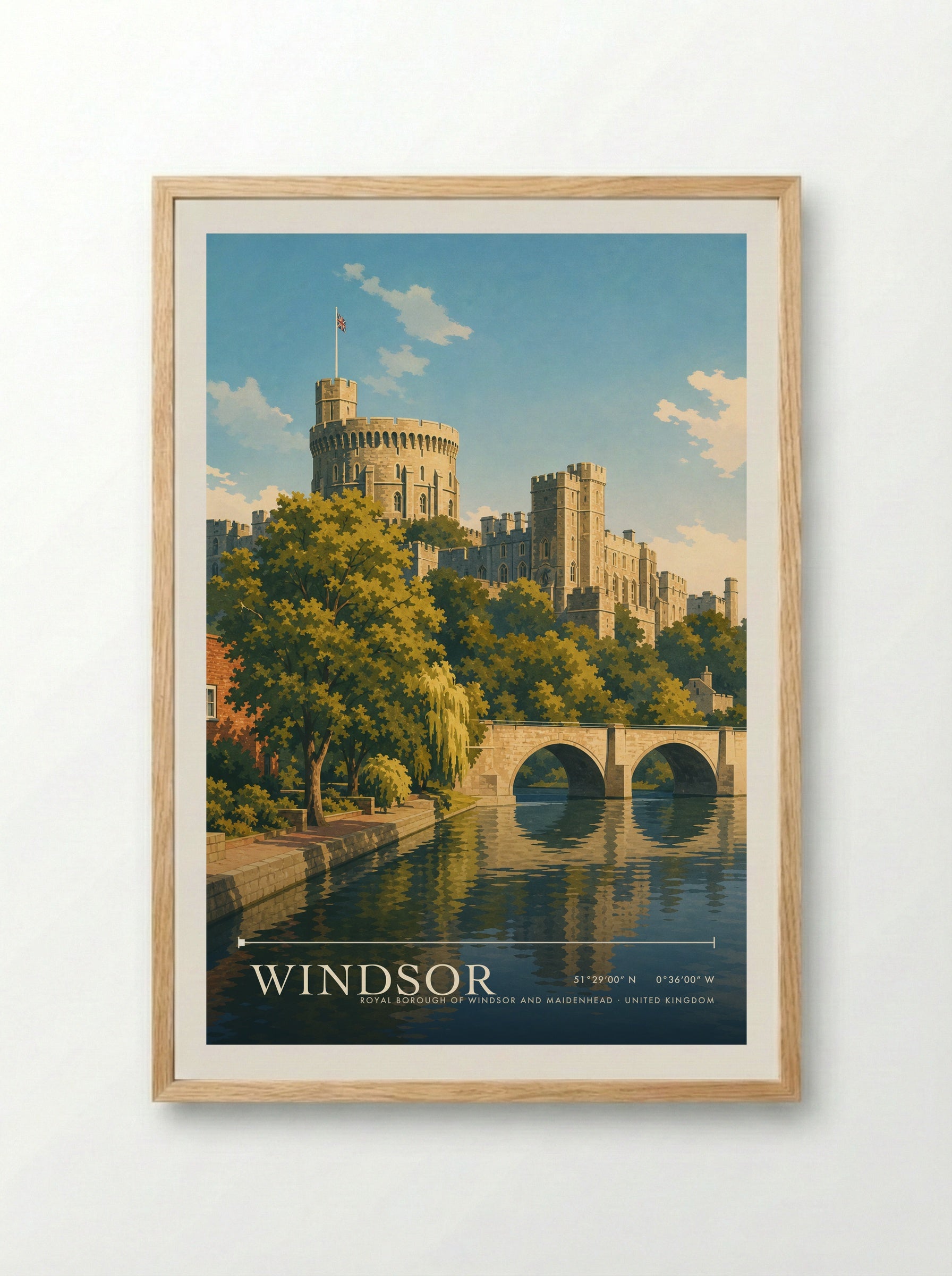 Windsor Royal Borough of Windsor and Maidenhead United Kingdom Travel Poster - Framed Print Wood